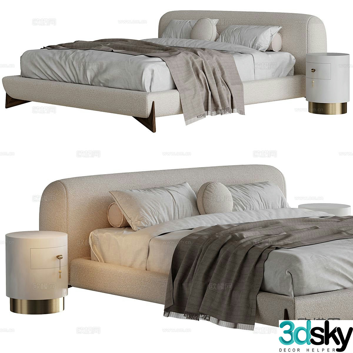 Modern double bed 3d model