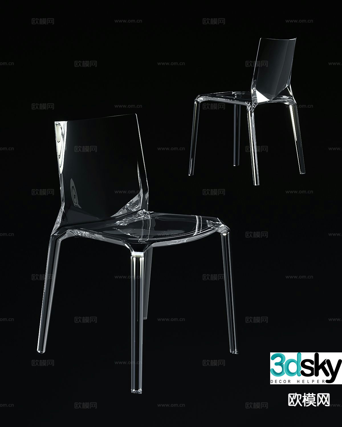 Modern acrylic chair leisure chair 3d model
