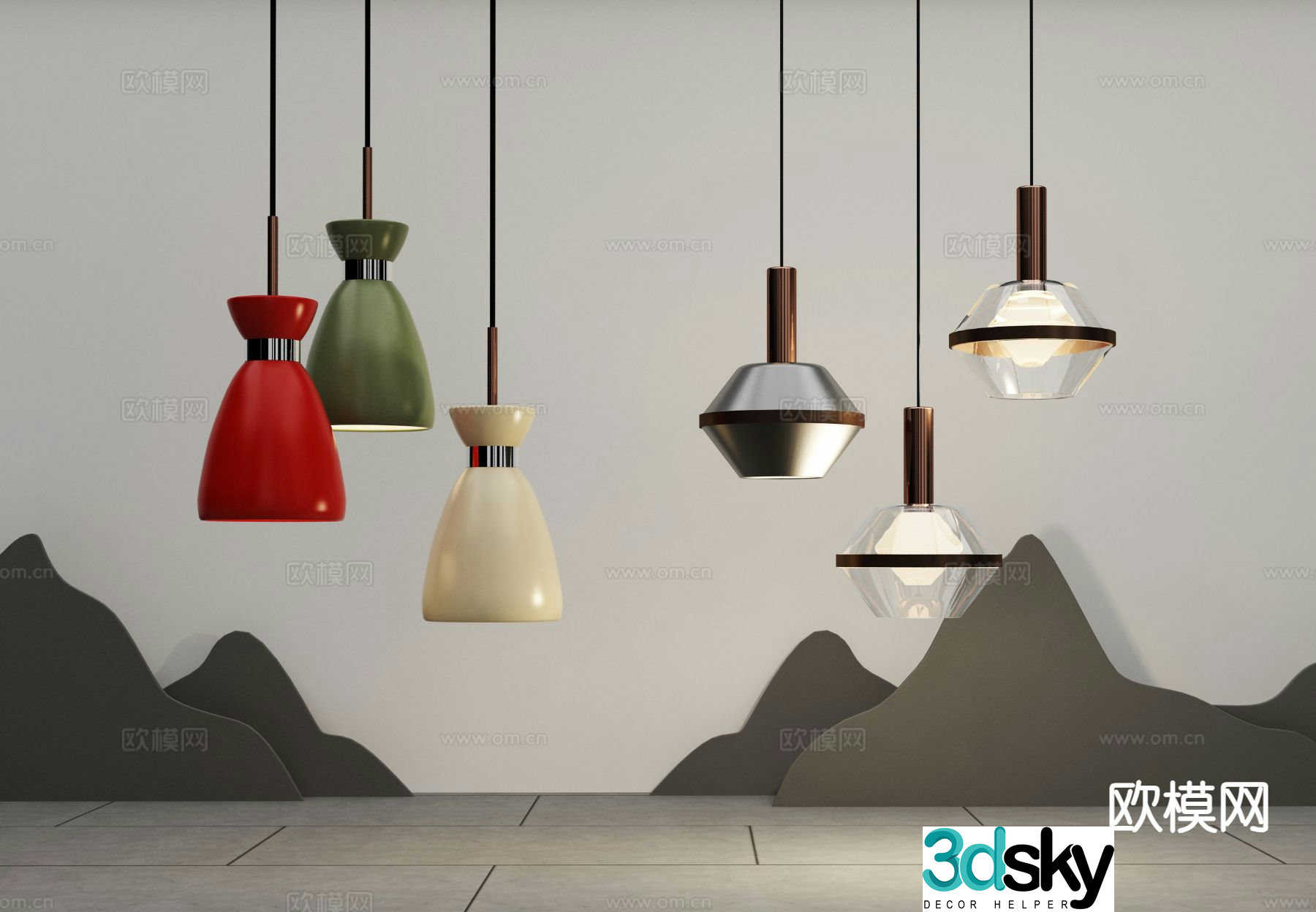 Modern bedside chandelier 3d model