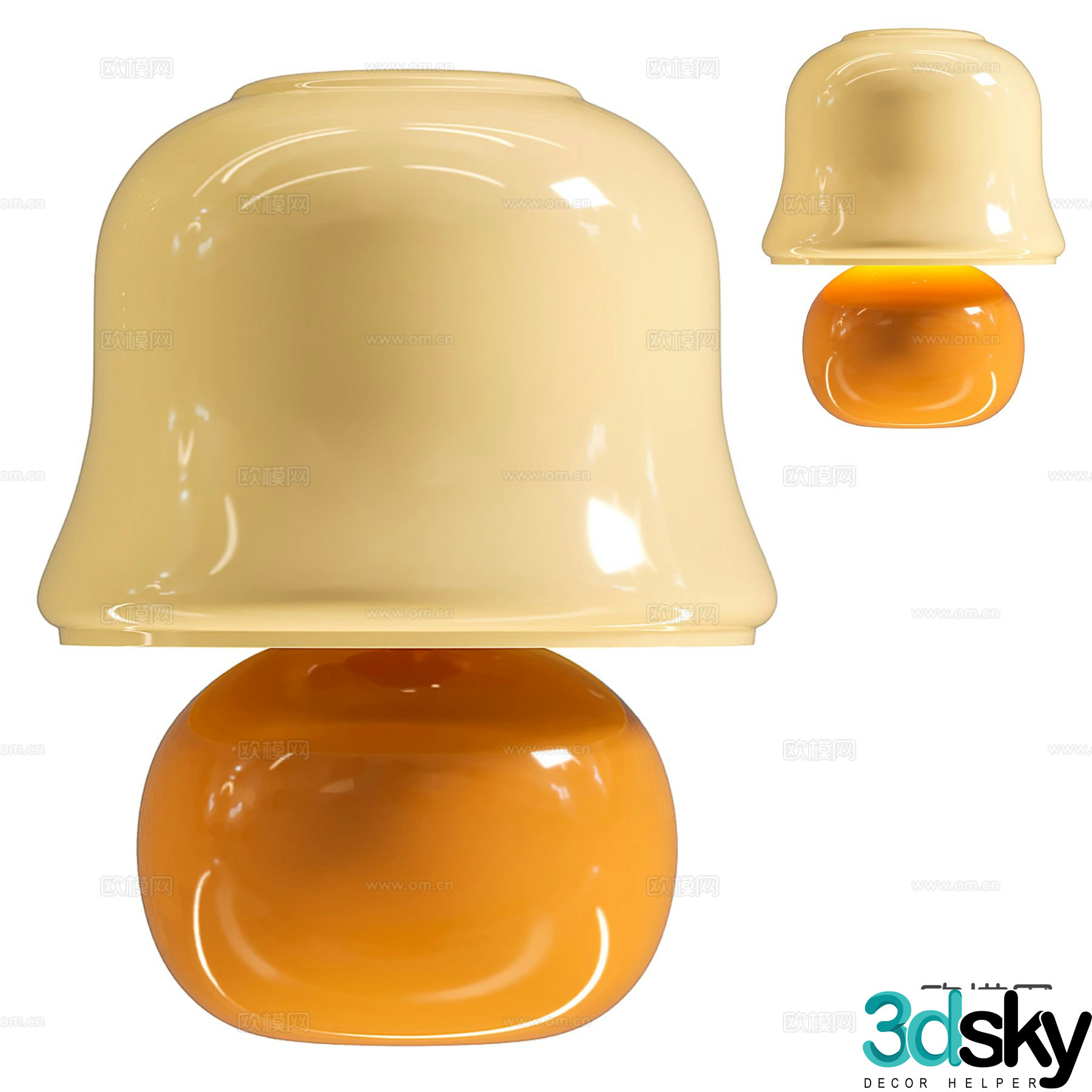 Cream style mushroom table lamp 3d model