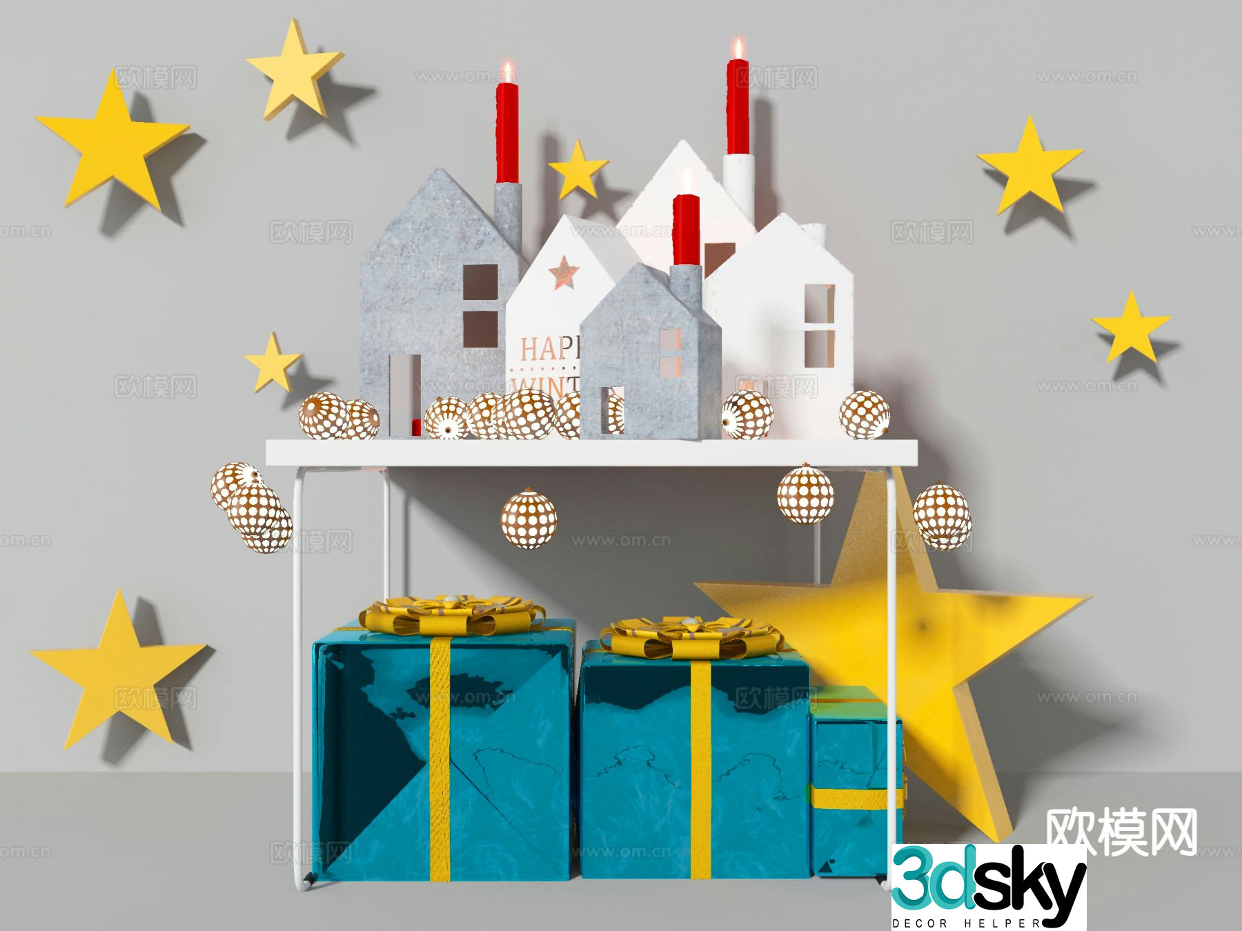 Modern gift gift box beautiful 3d model