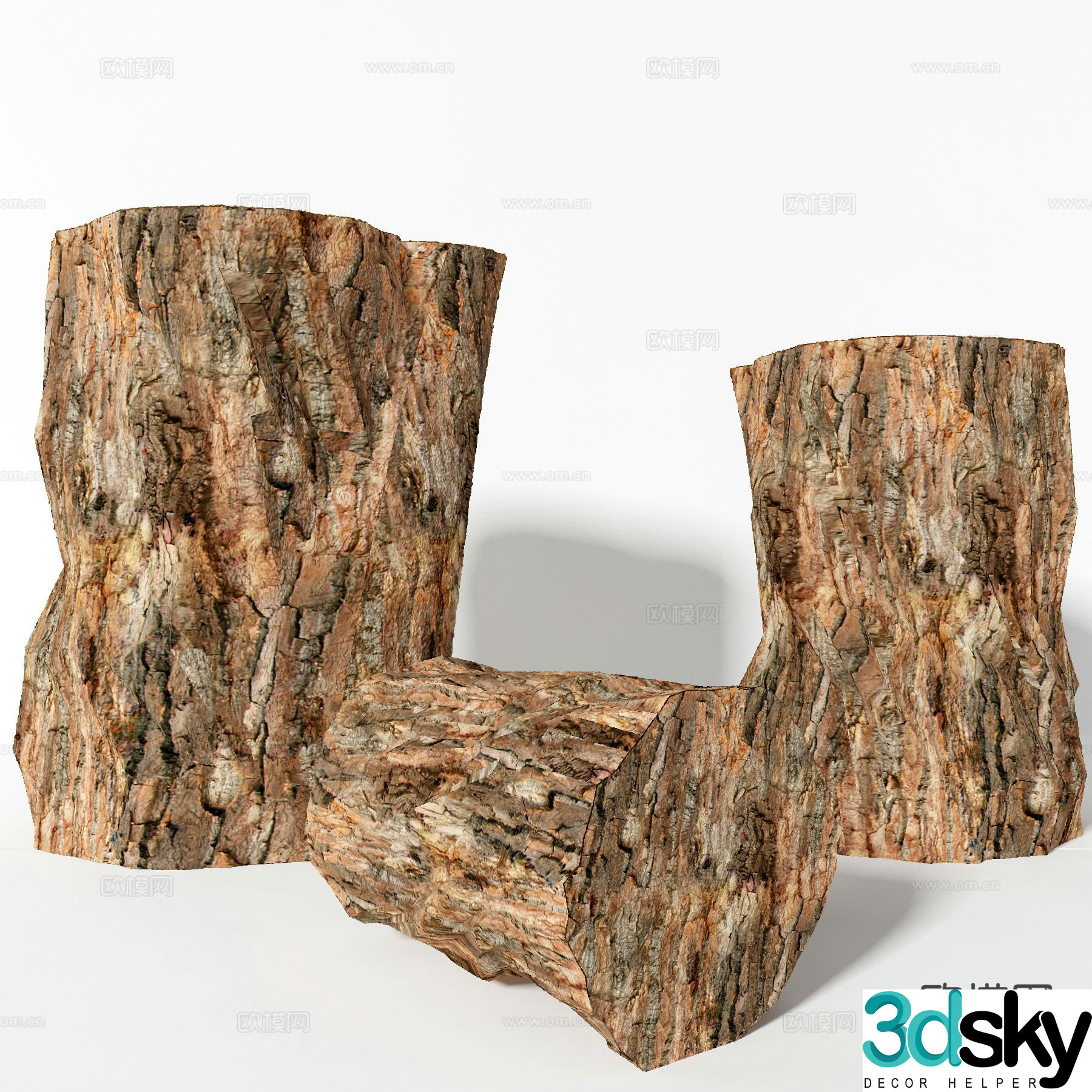 wooden stool stool tree stump 3d model