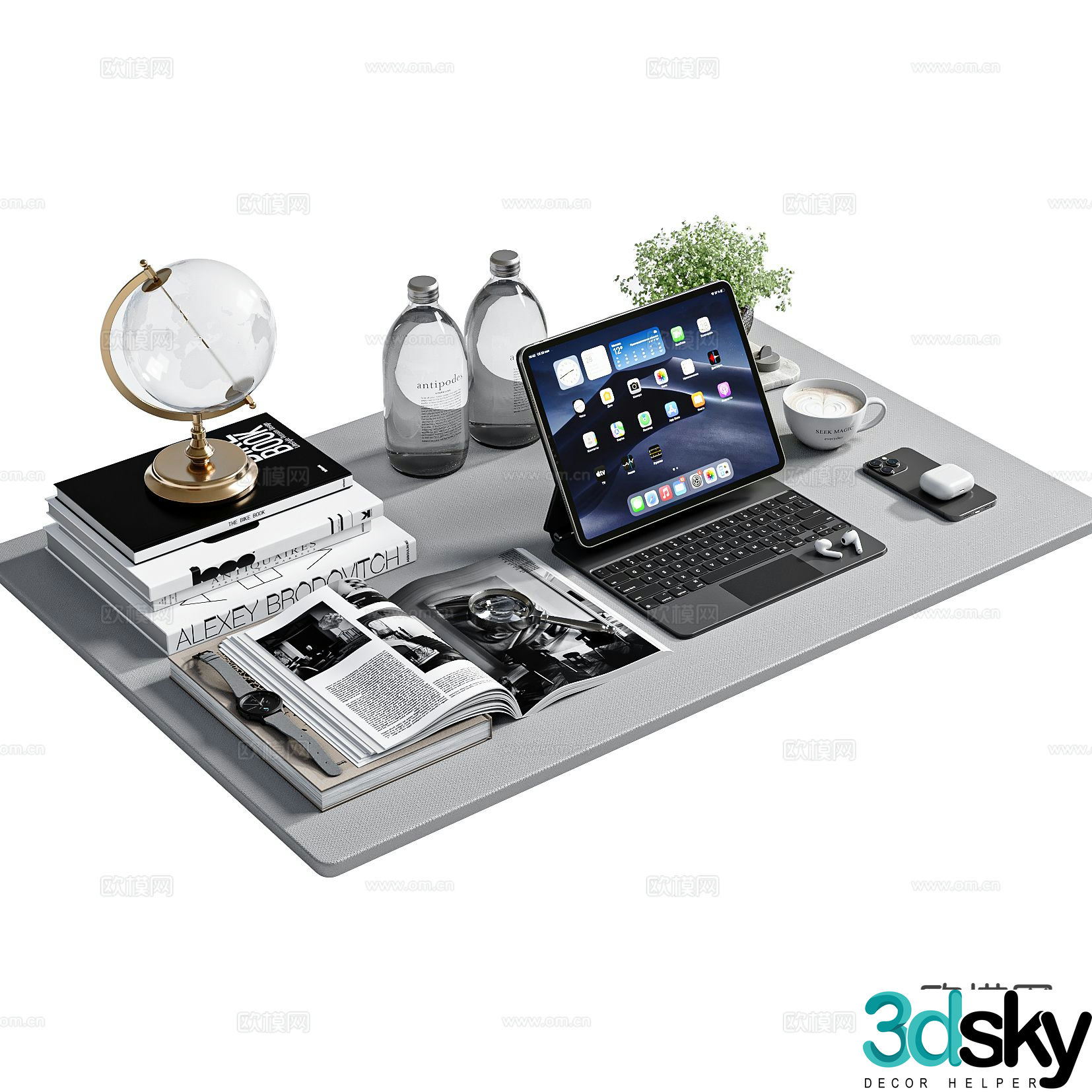 Modern globe desktop ornament notebook 3d model