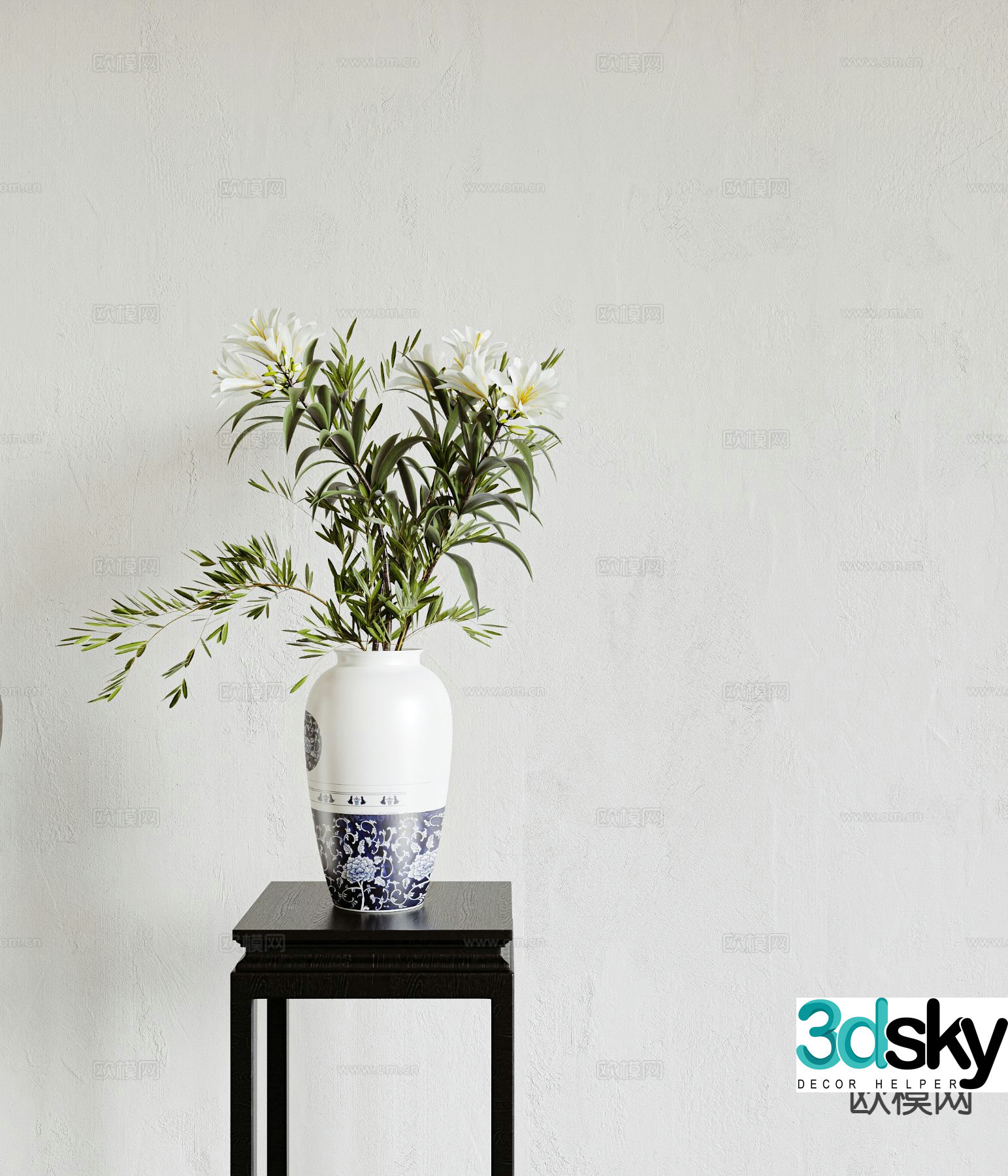 New Chinese style vase floral arrangement flower arrangement flowers 3d model
