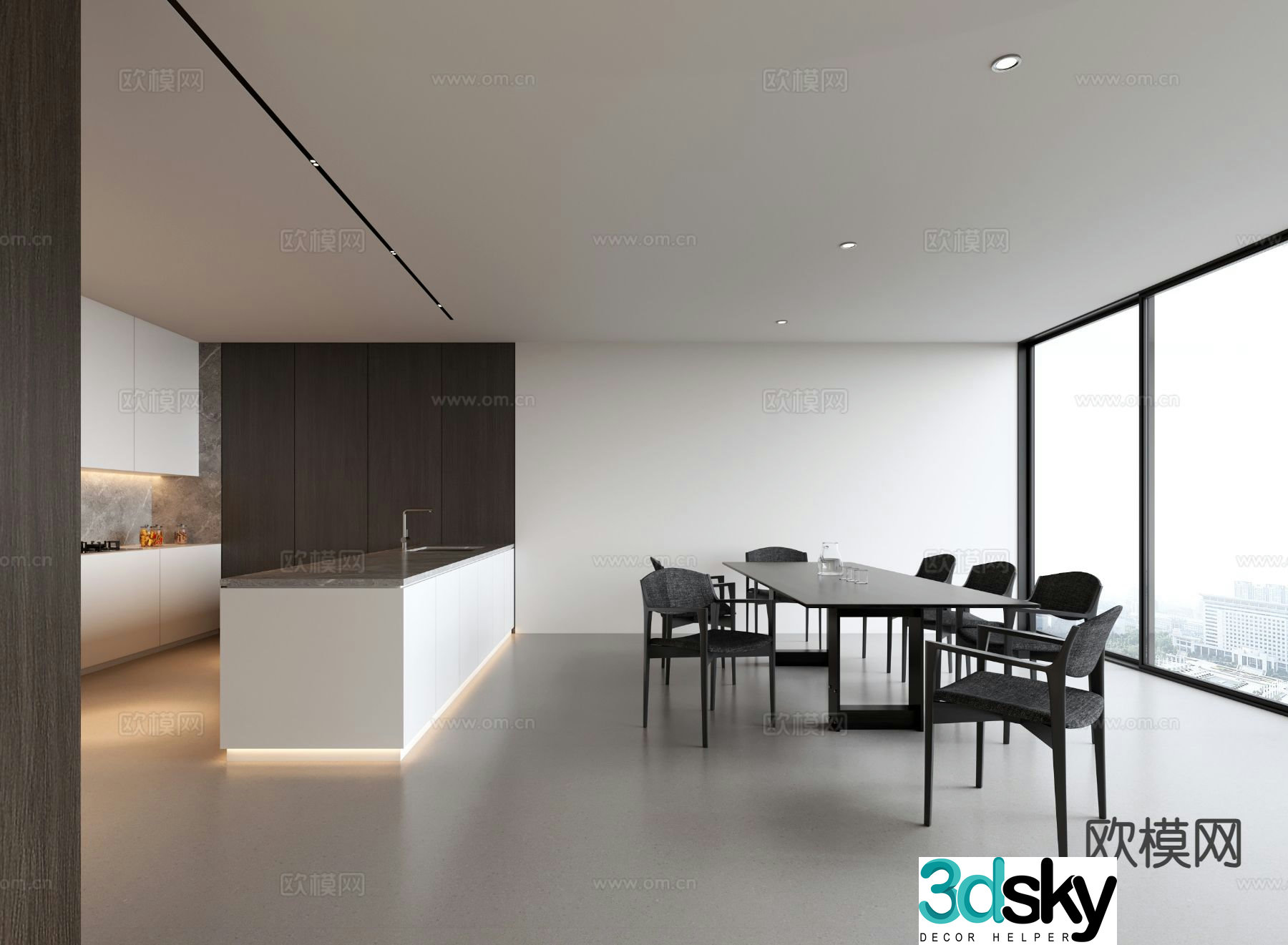 Modern minimalist restaurant 3d model