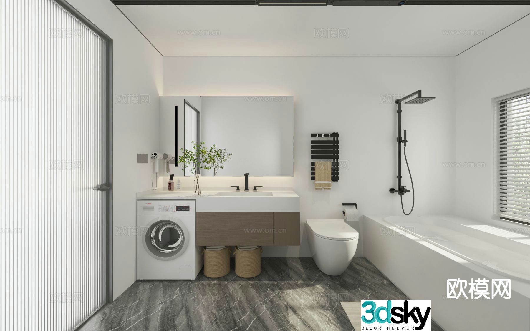 Modern bathroom bathroom toilet 3d model