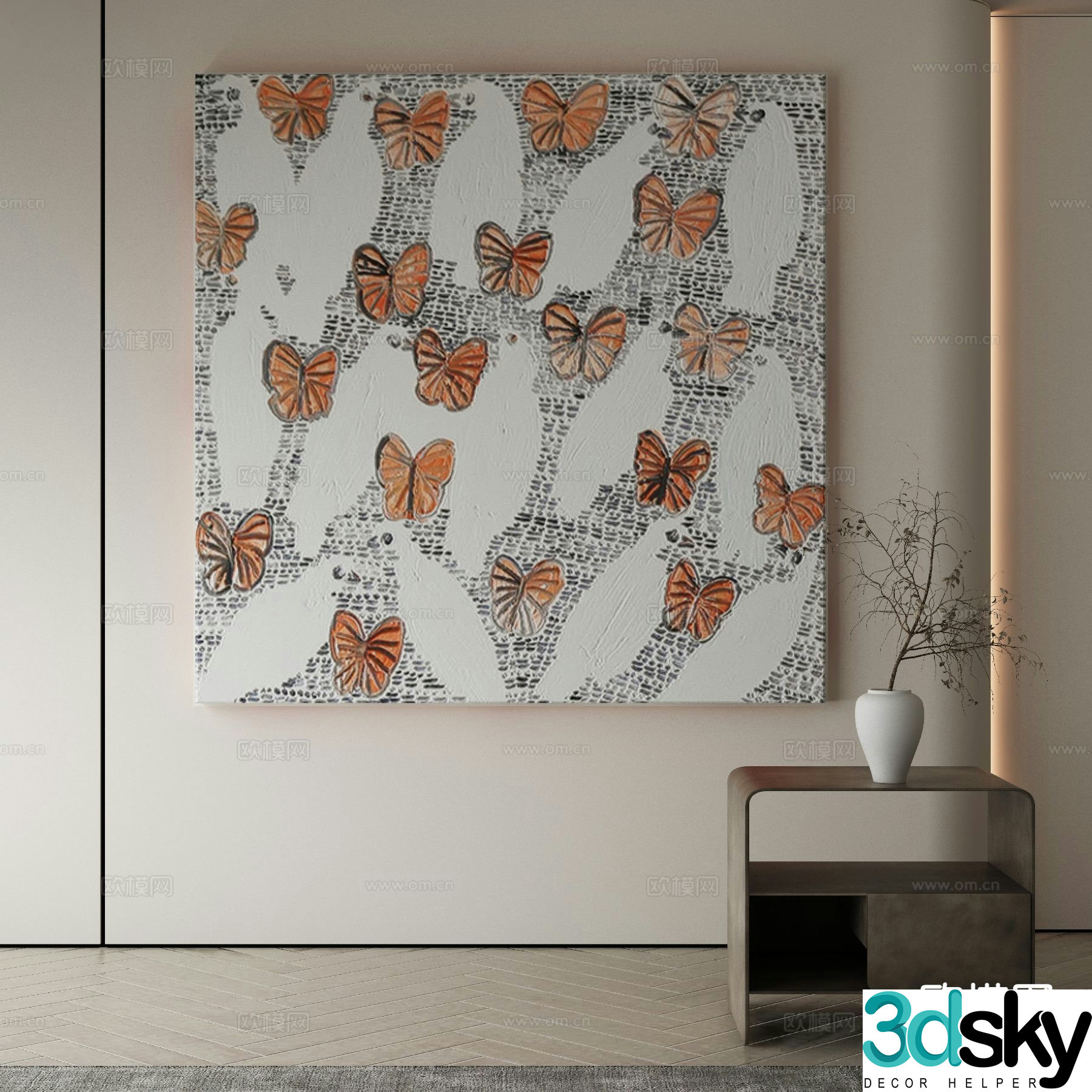 Modern art painting texture painting decorative painting 3d model