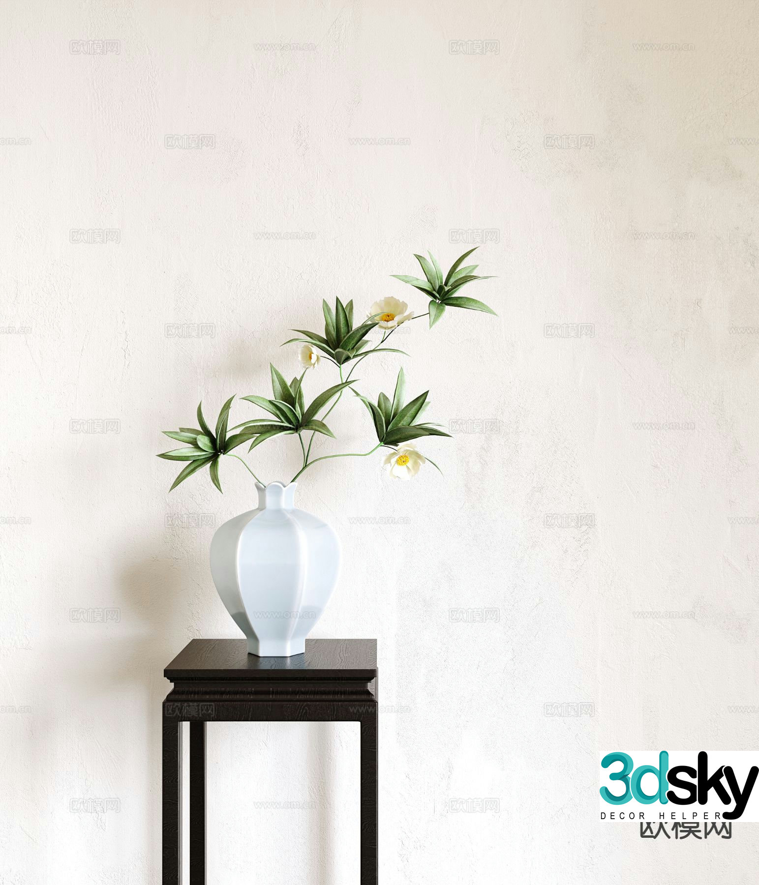 New Chinese style vase floral arrangement flower arrangement flowers 3d model