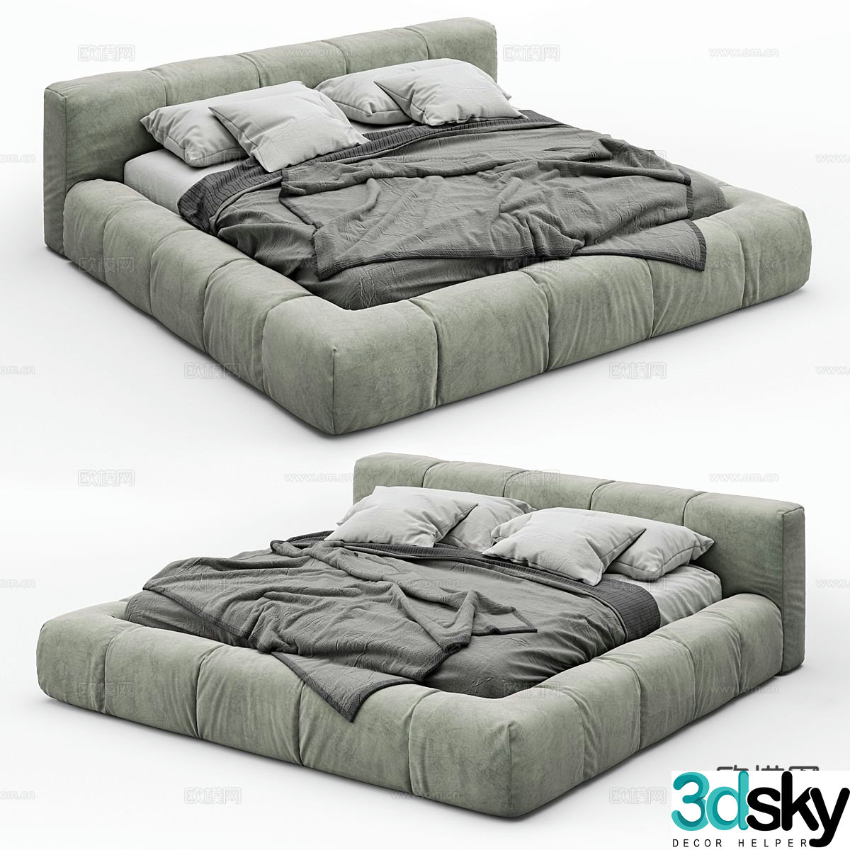 Modern double bed 3d model