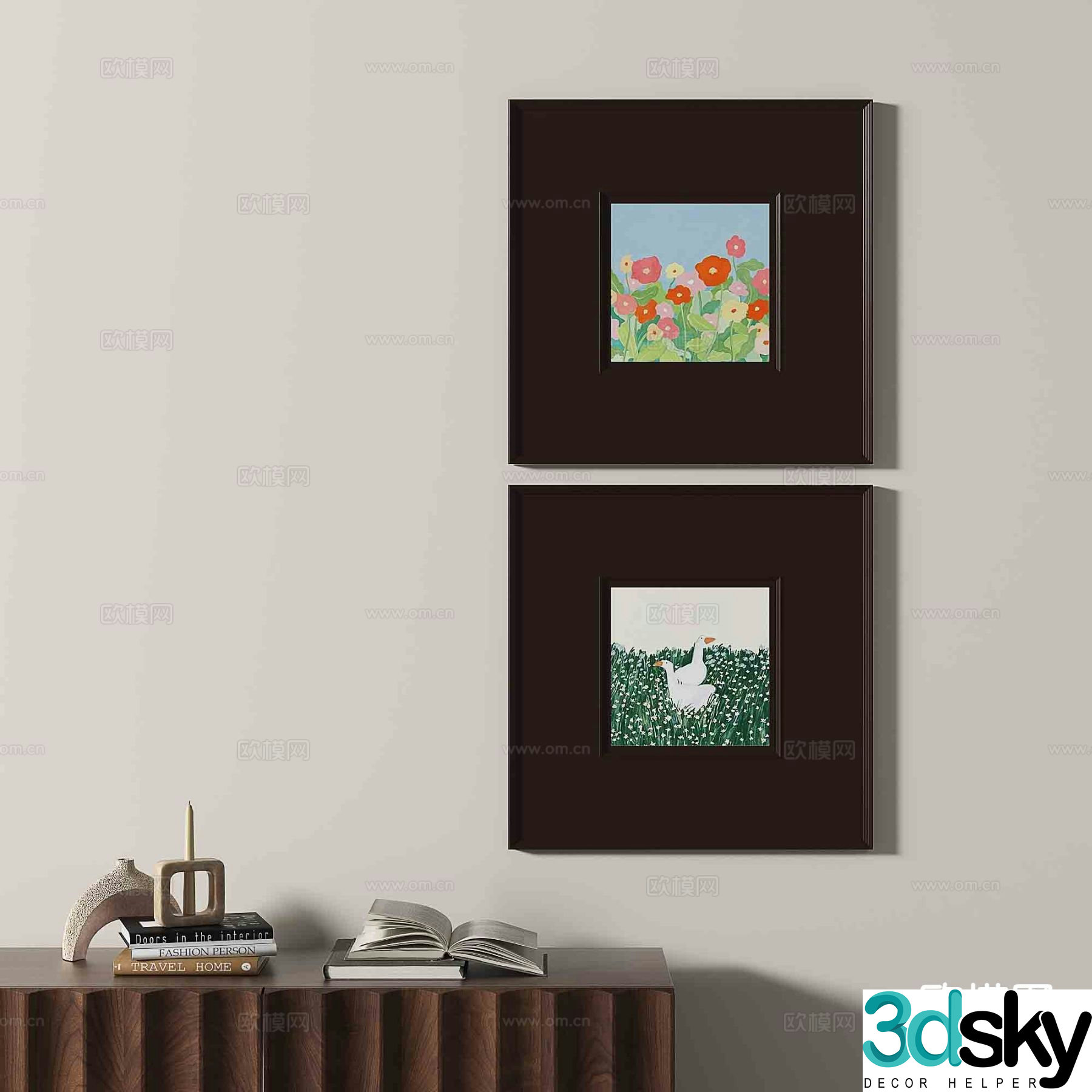 Wabi-sabi retro hanging painting art painting decorative painting 3D model
