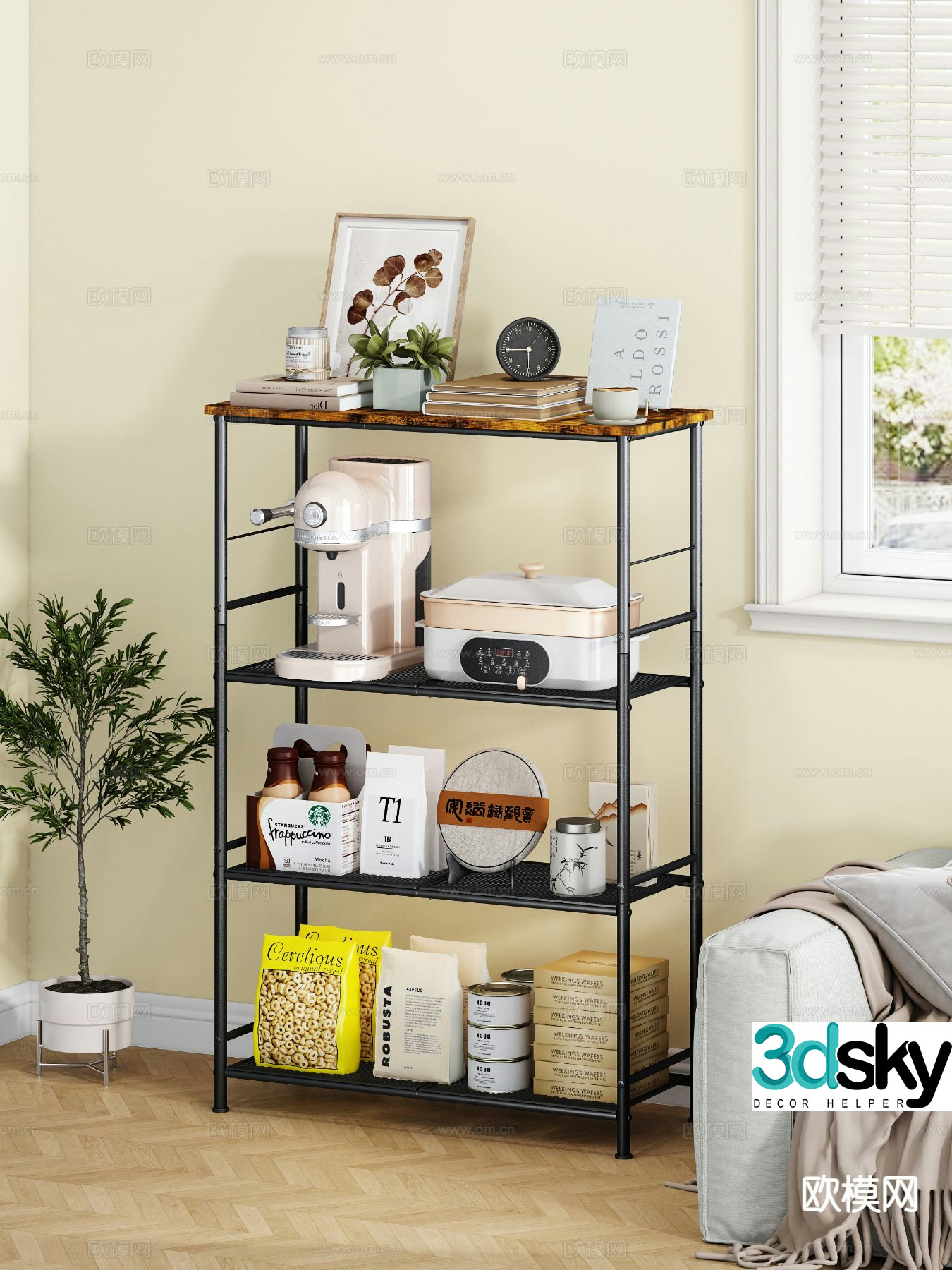 Modern metal shelf 3d model