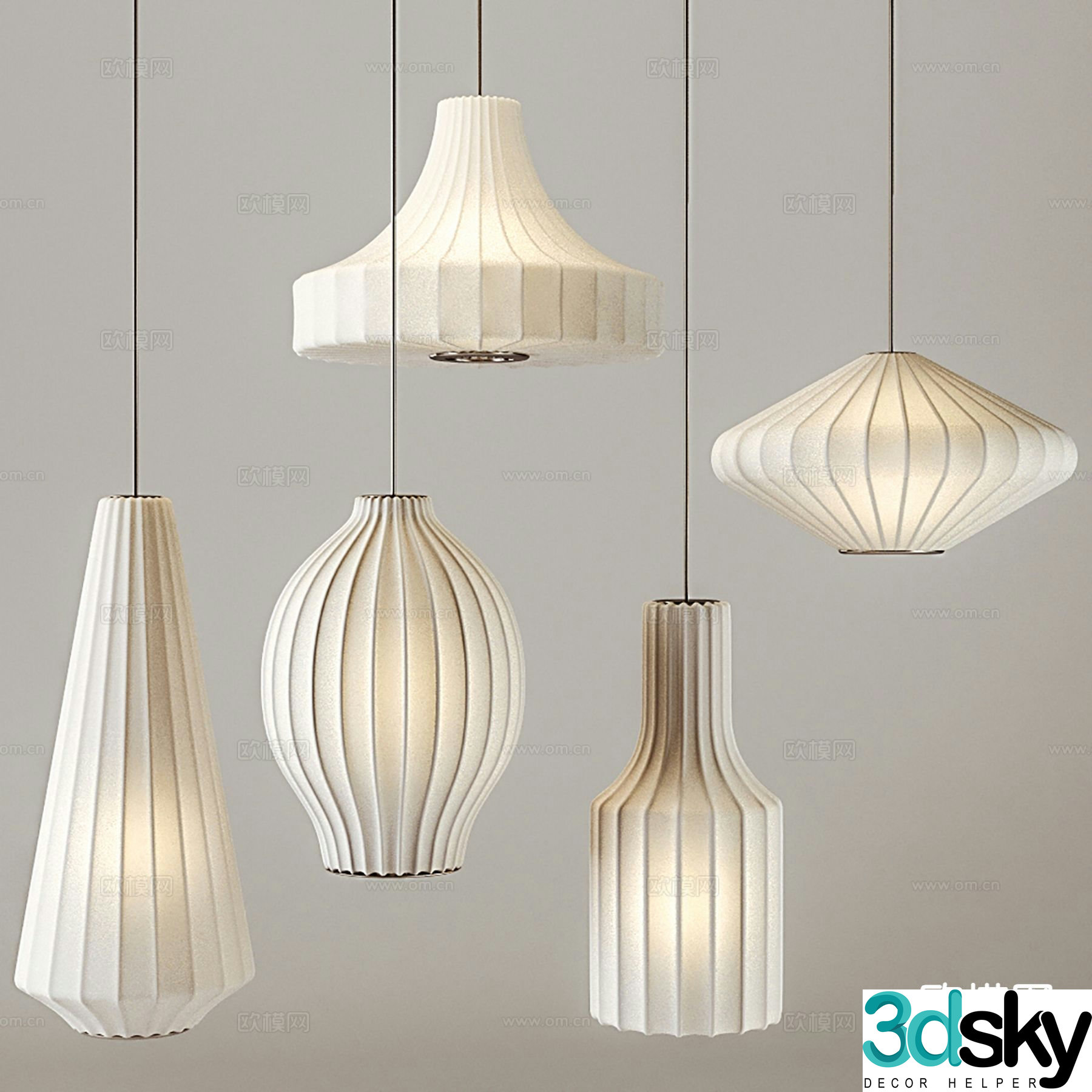 Cream style art lamp indoor chandelier 3d model