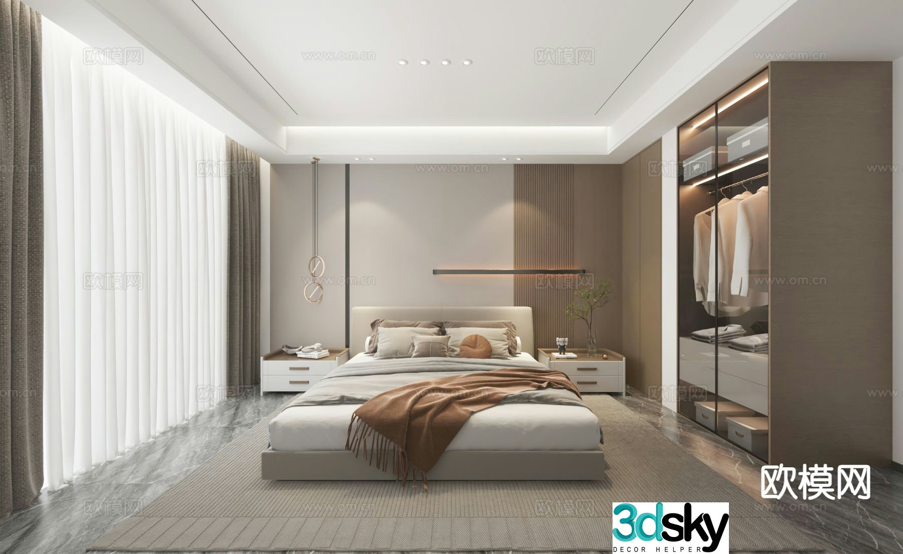 Modern bedroom master bedroom 3d model