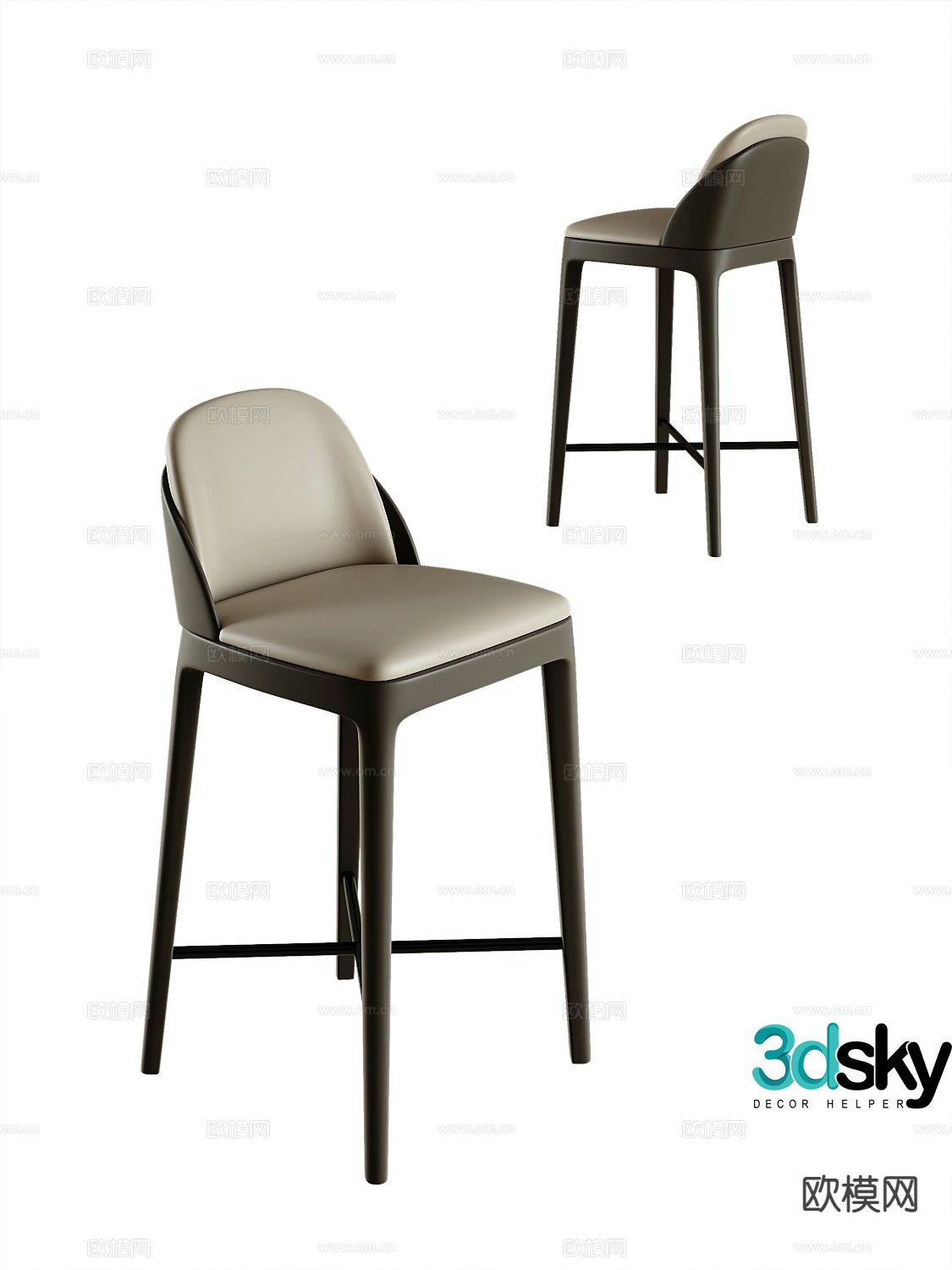 Modern bar stool bar stool high stool 3d model