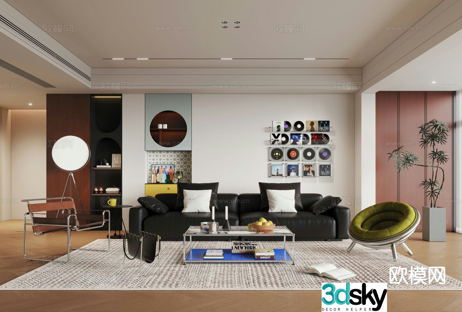 Bahaus living room Memphis living room 3d model