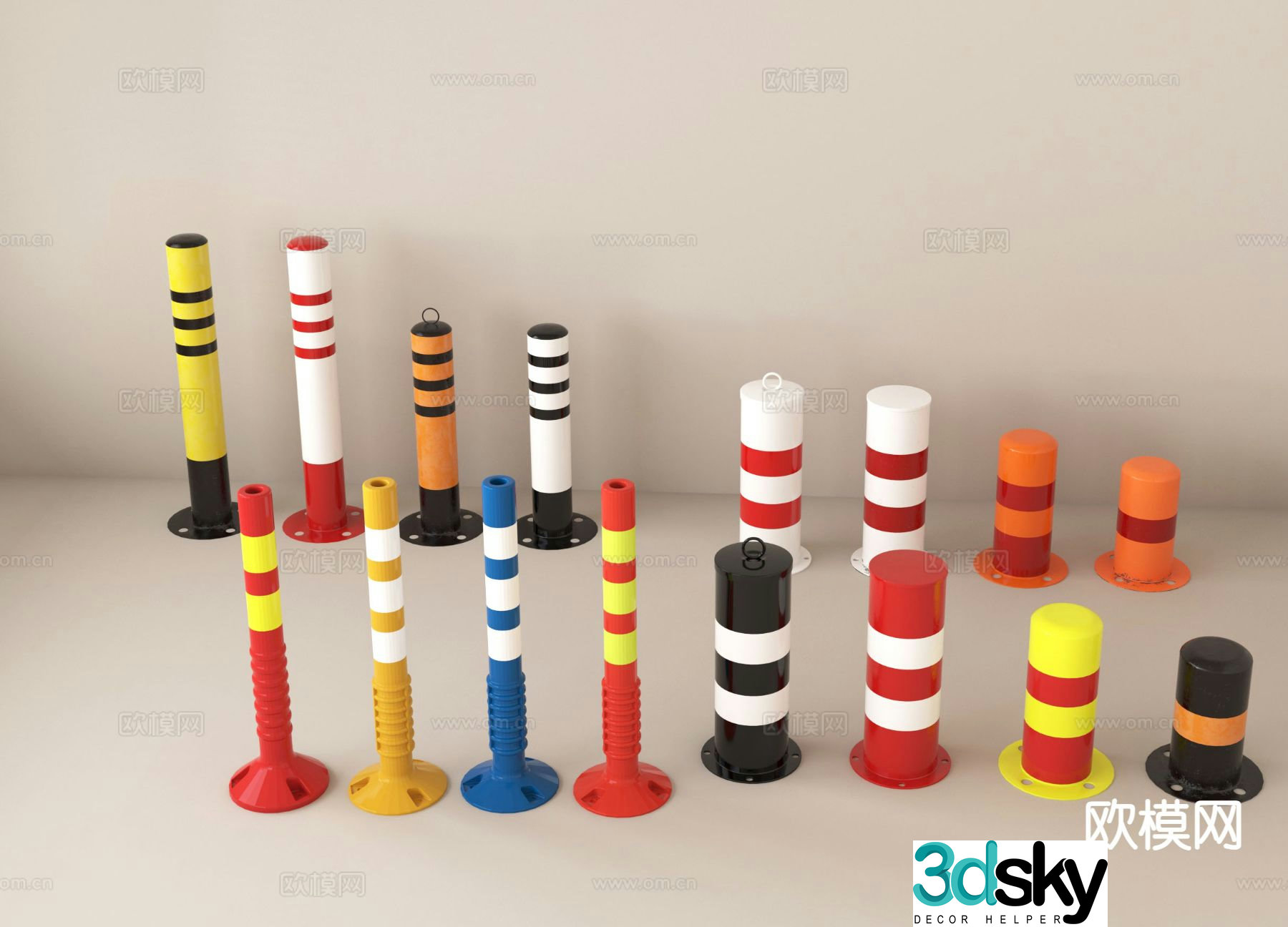 roadblock road sign traffic cone traffic facility 3d model