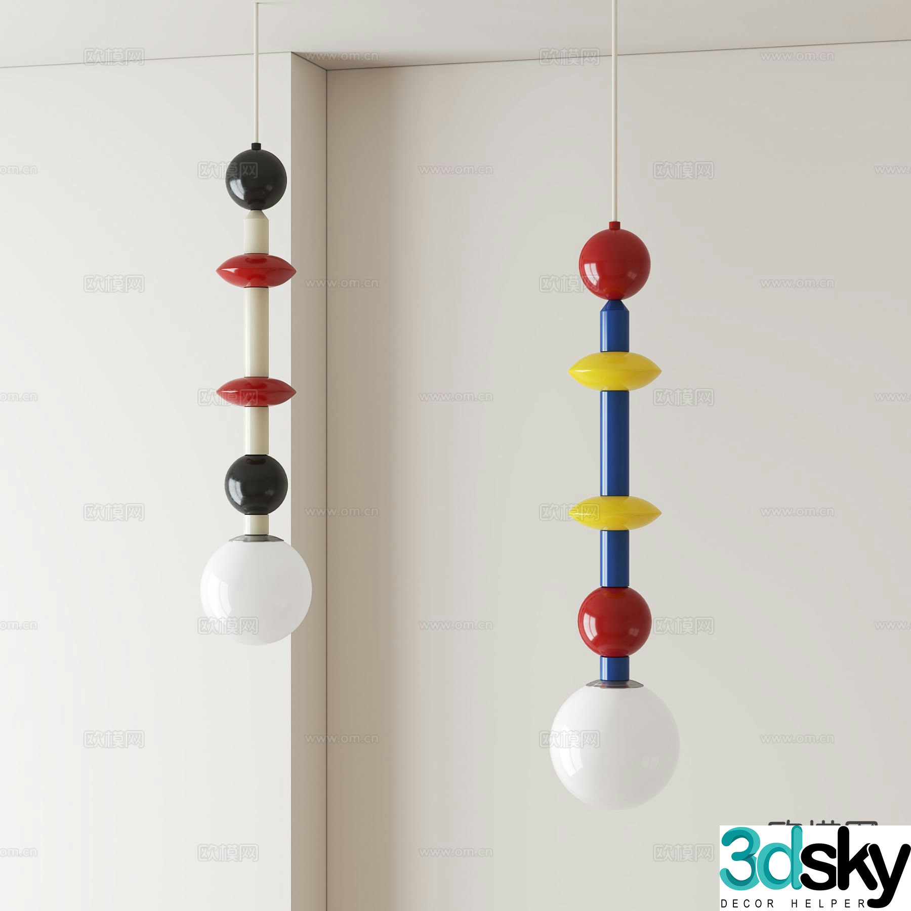 Children’s colorful chandelier bedside lamp 3d model