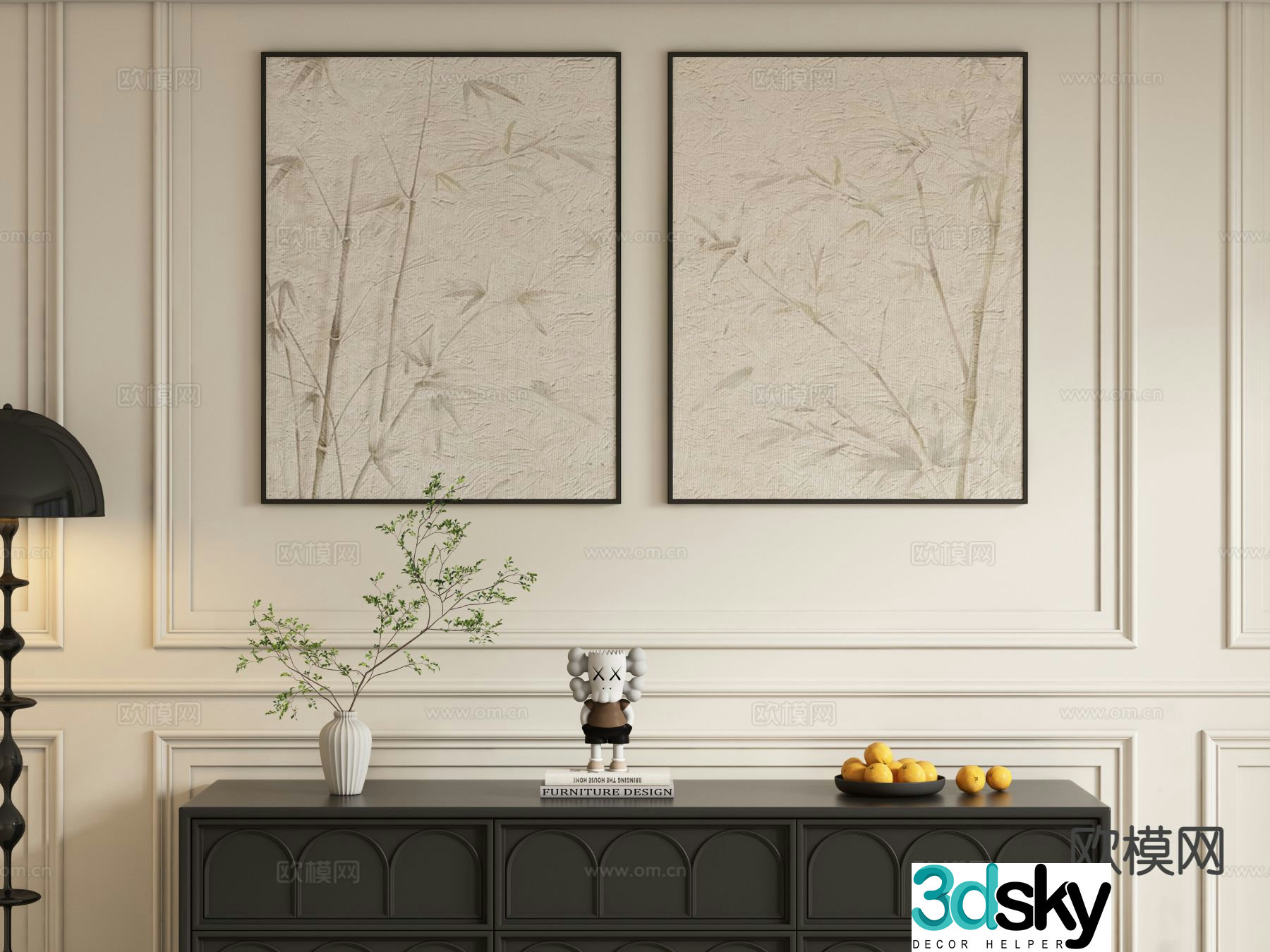 Modern decorative painting hanging painting 3d model