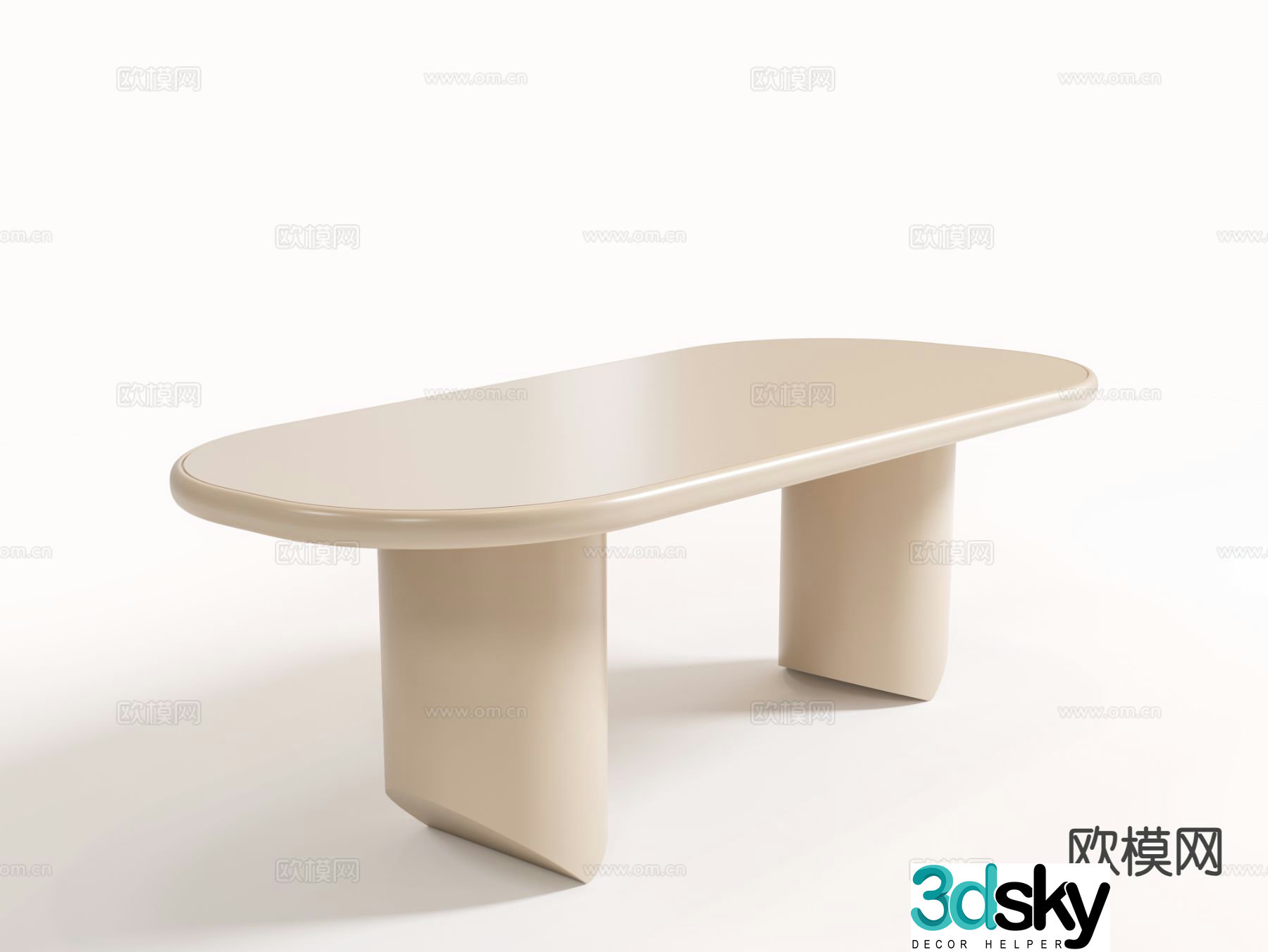 Cream style dining table 3d model