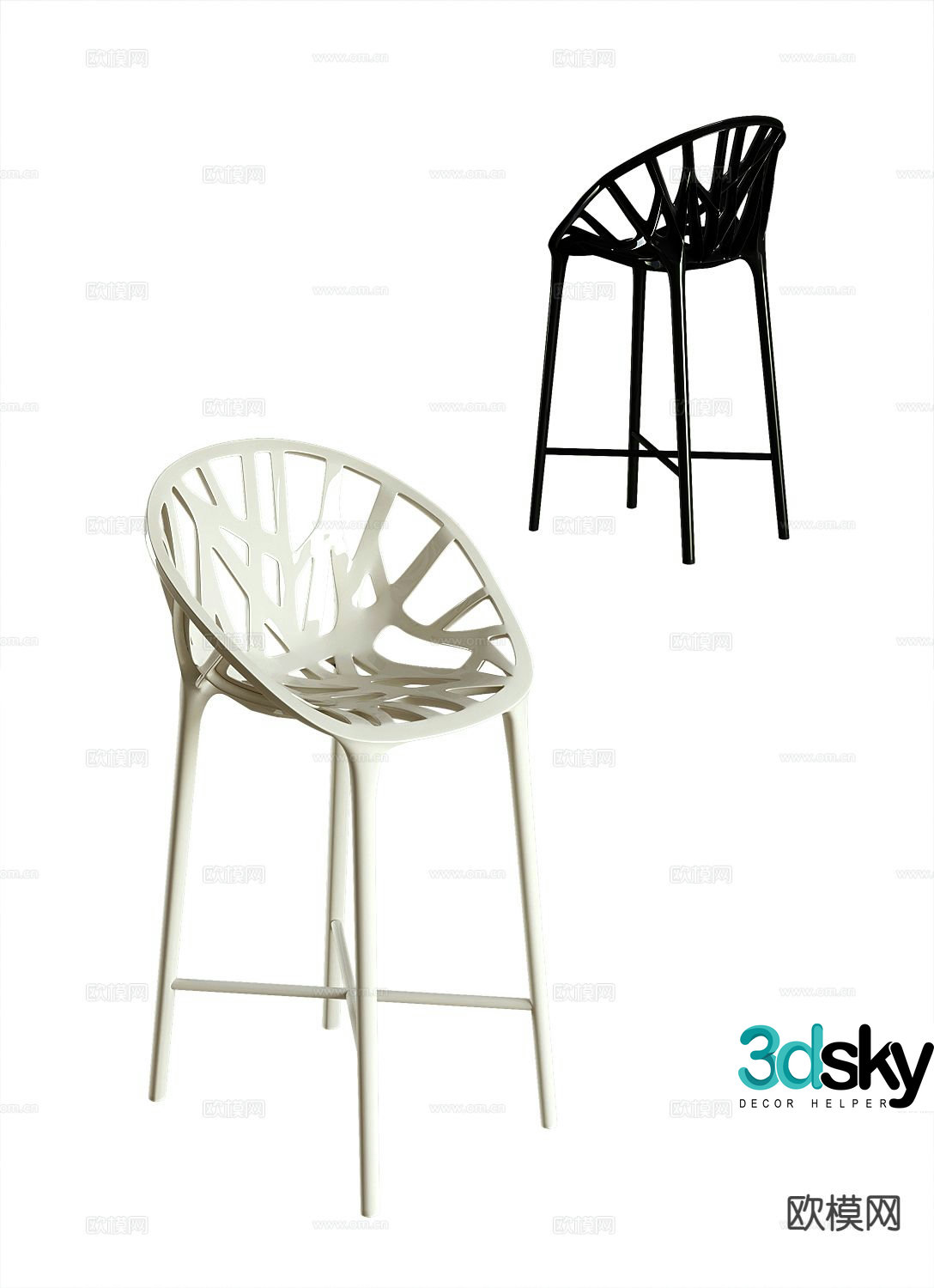 Modern bar stool bar stool high stool 3d model