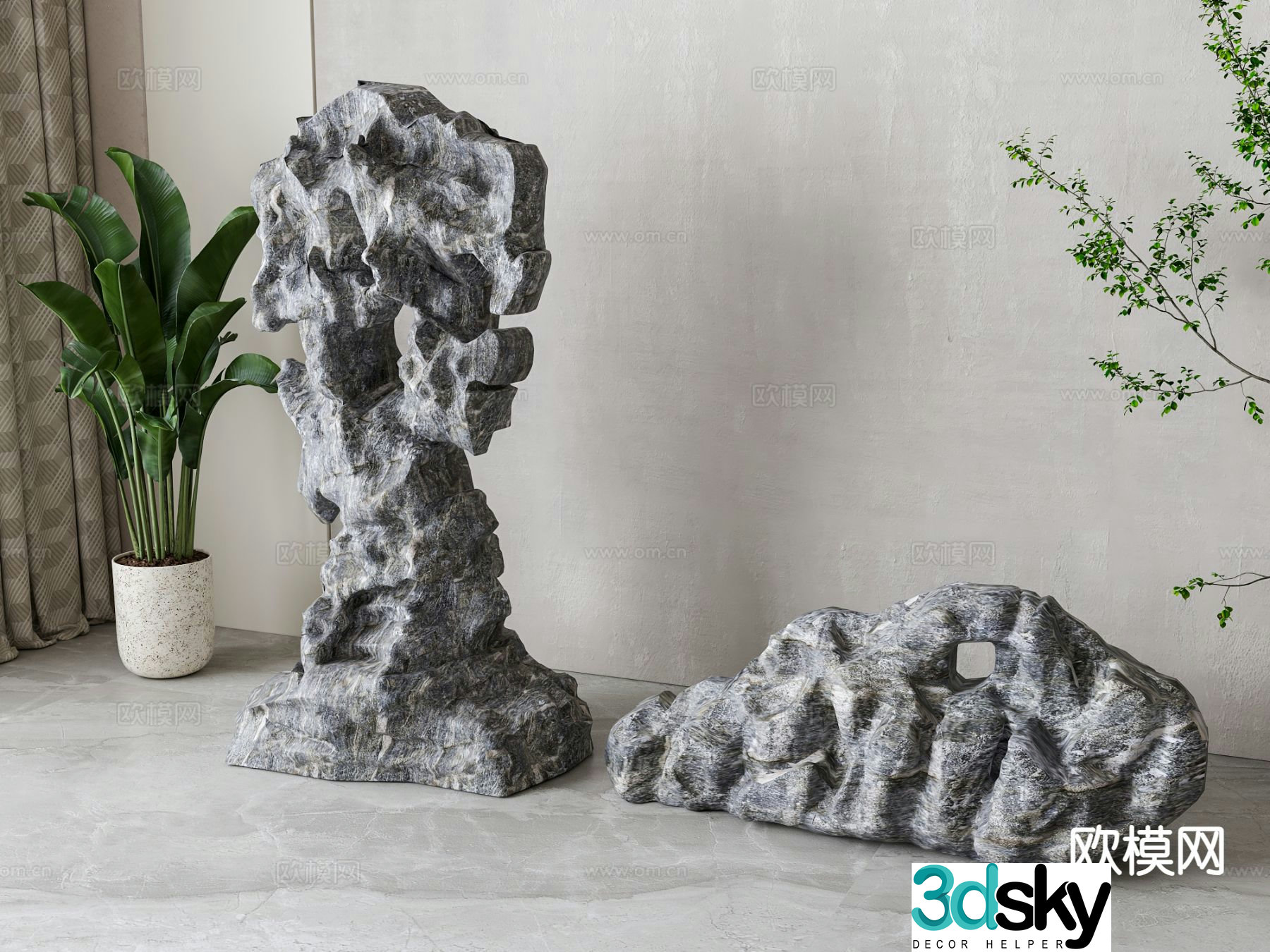 New Chinese style stone rockery landscape stone 3d model