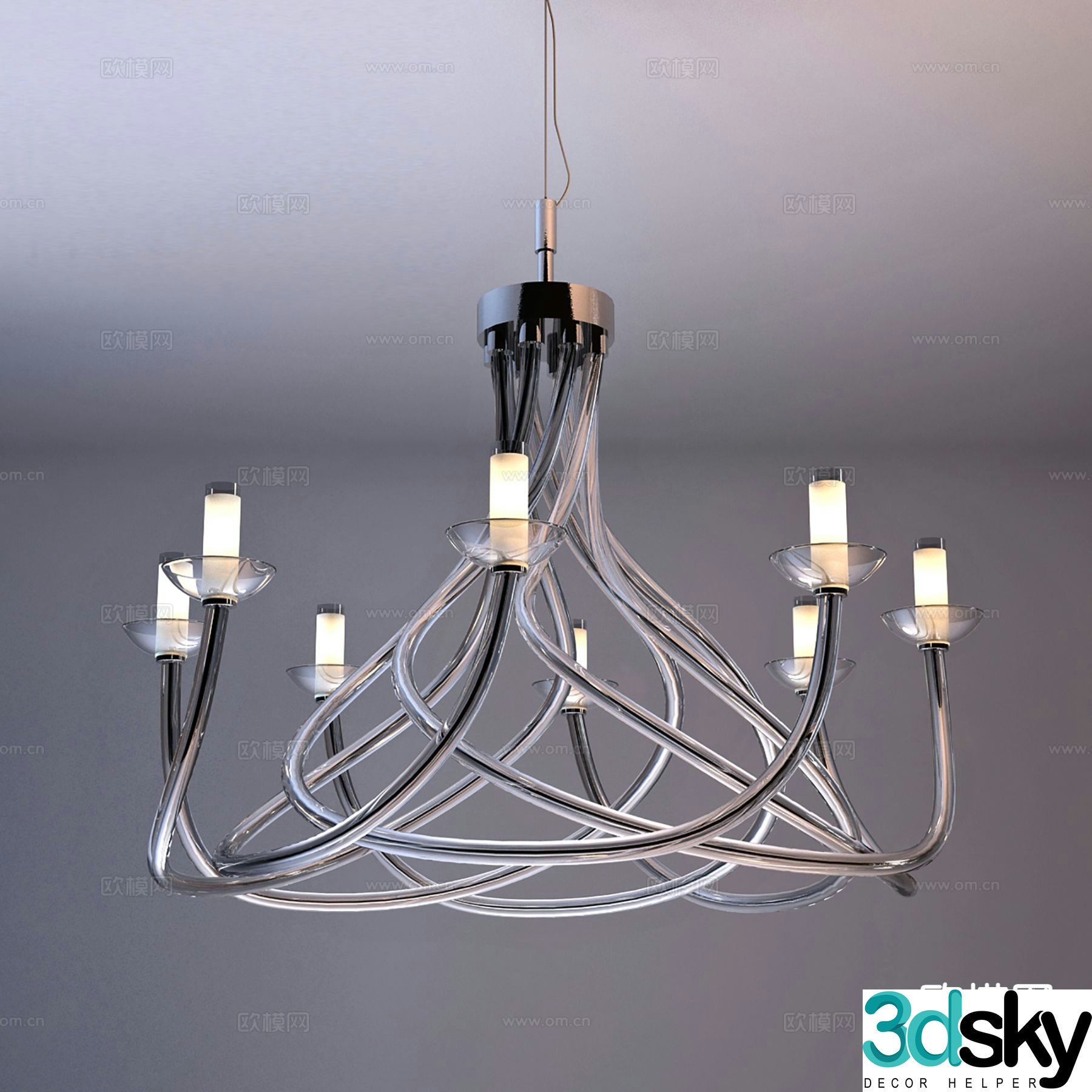 Modern multi-head chandelier hall chandelier 3d model