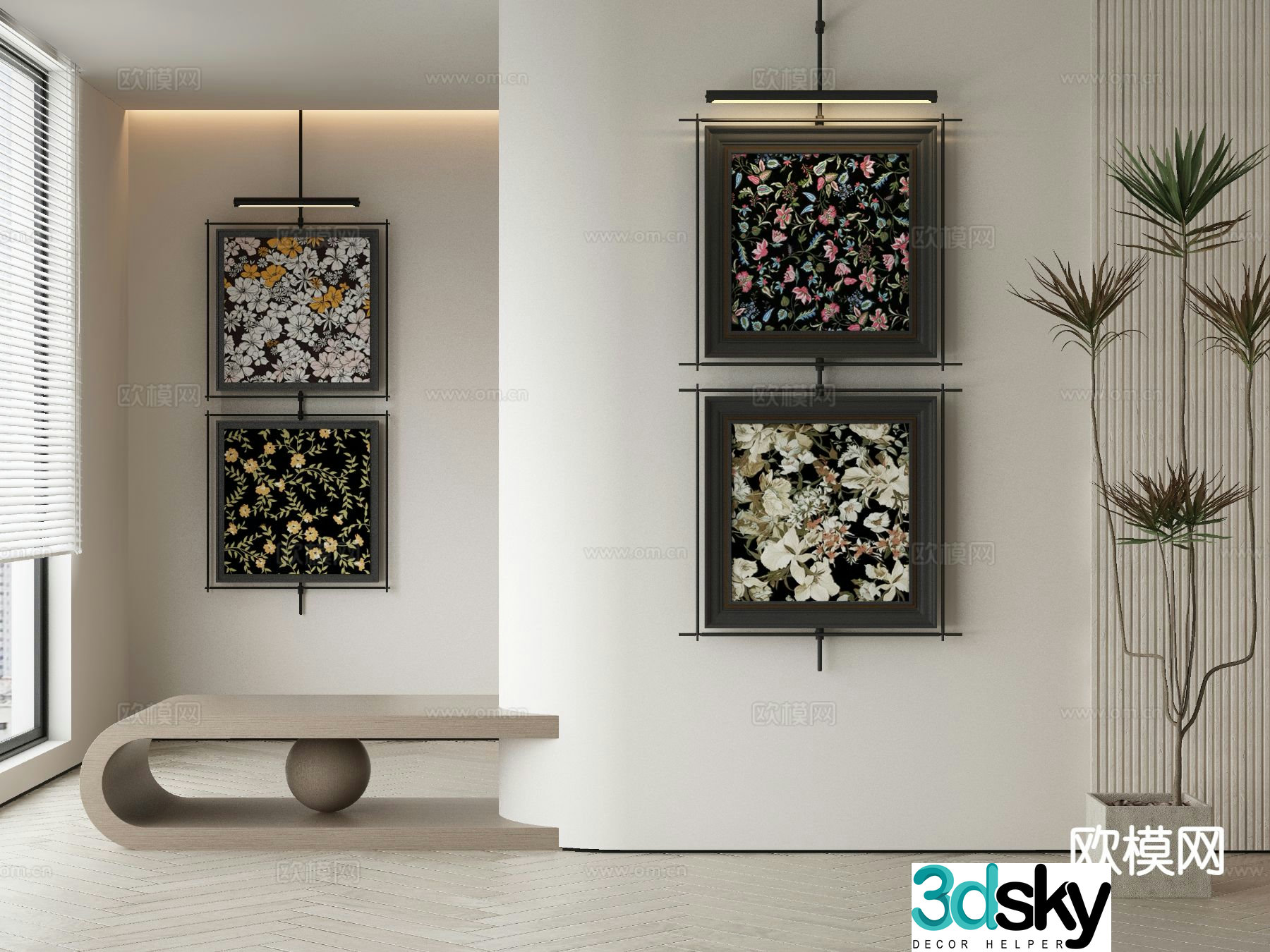 Medieval style hanging painting decorative painting 3d model