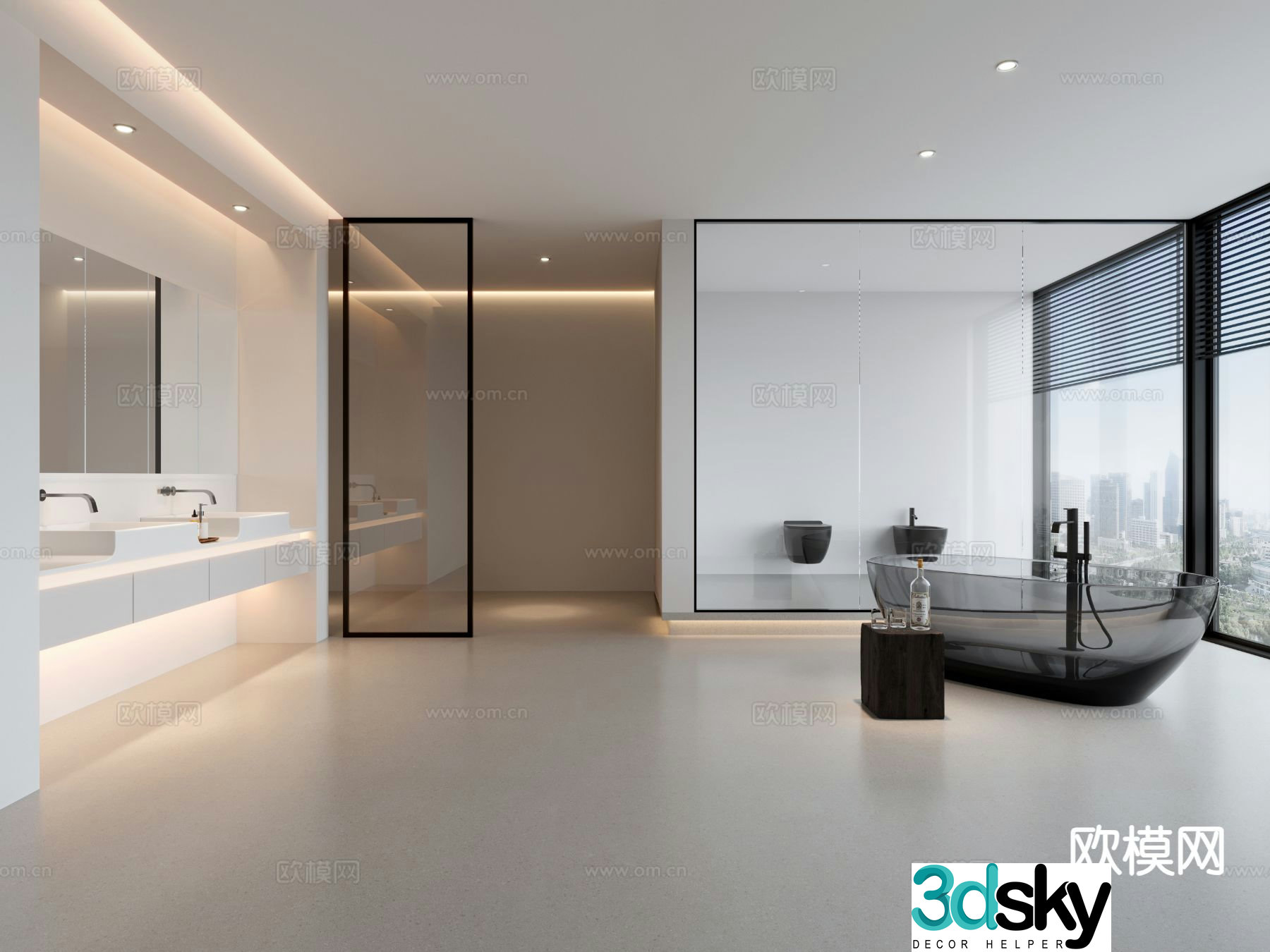 Modern villa bathroom bathroom 3d model