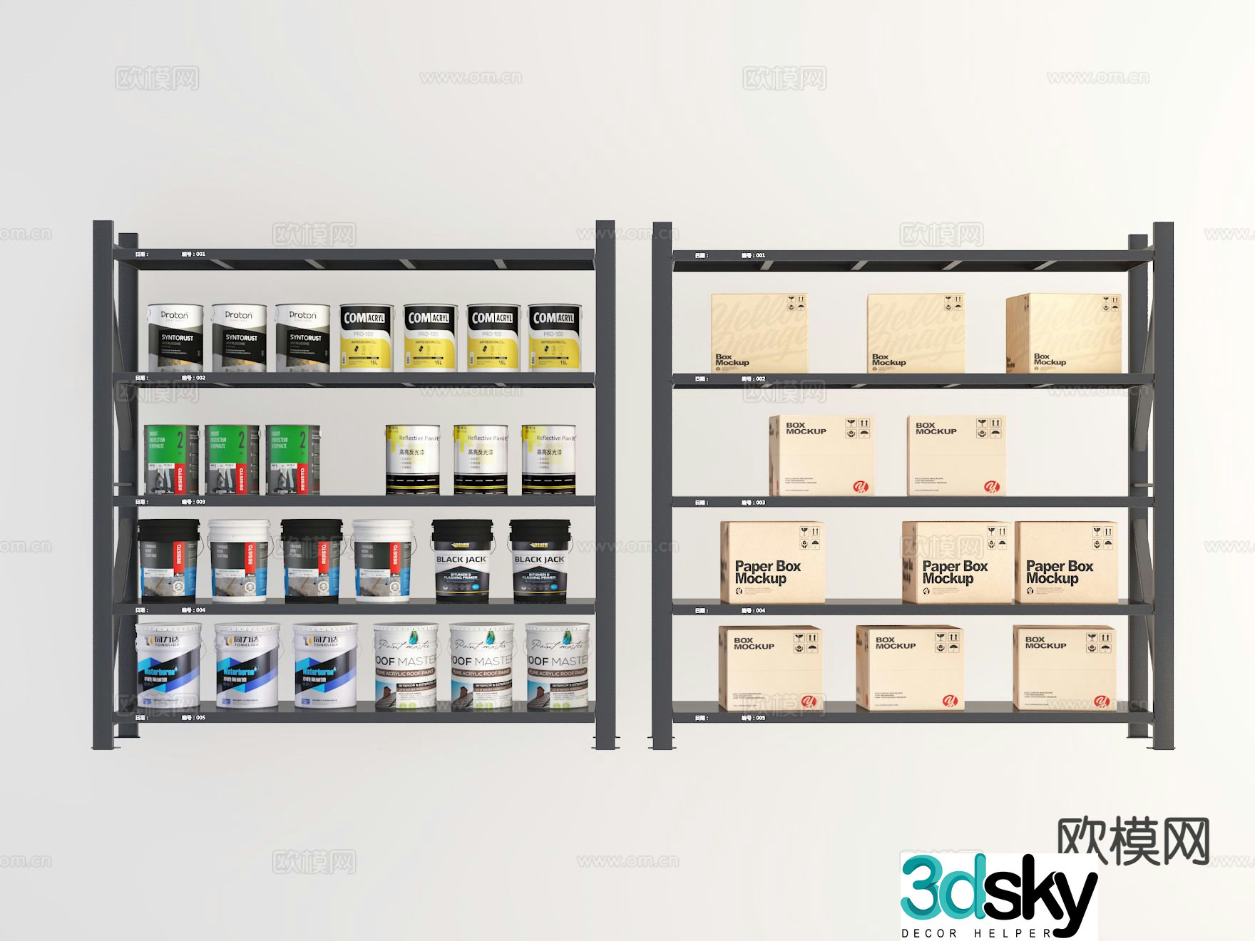Modern shelves warehouse shelves 3d model