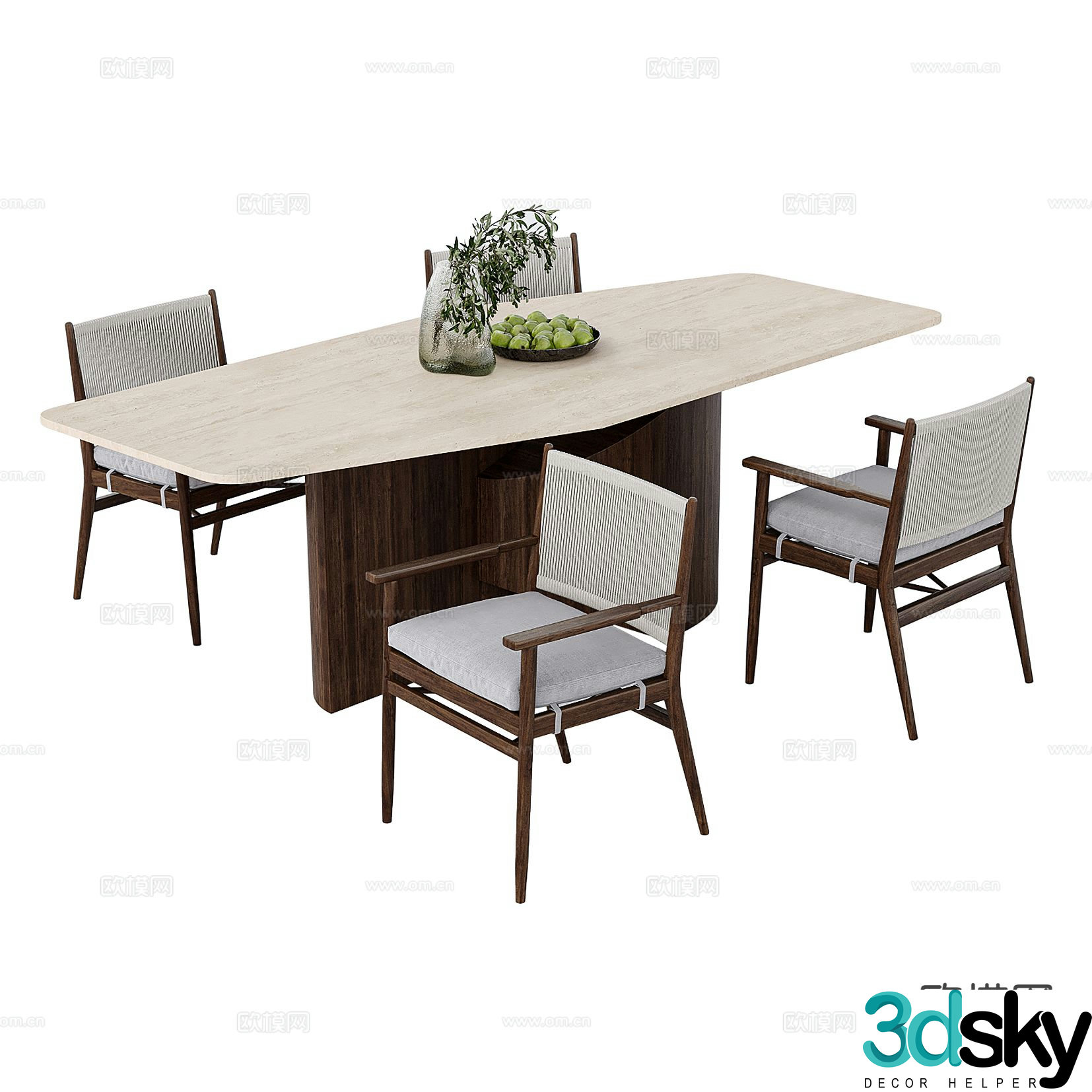Medieval style dining table and chairs 3d model