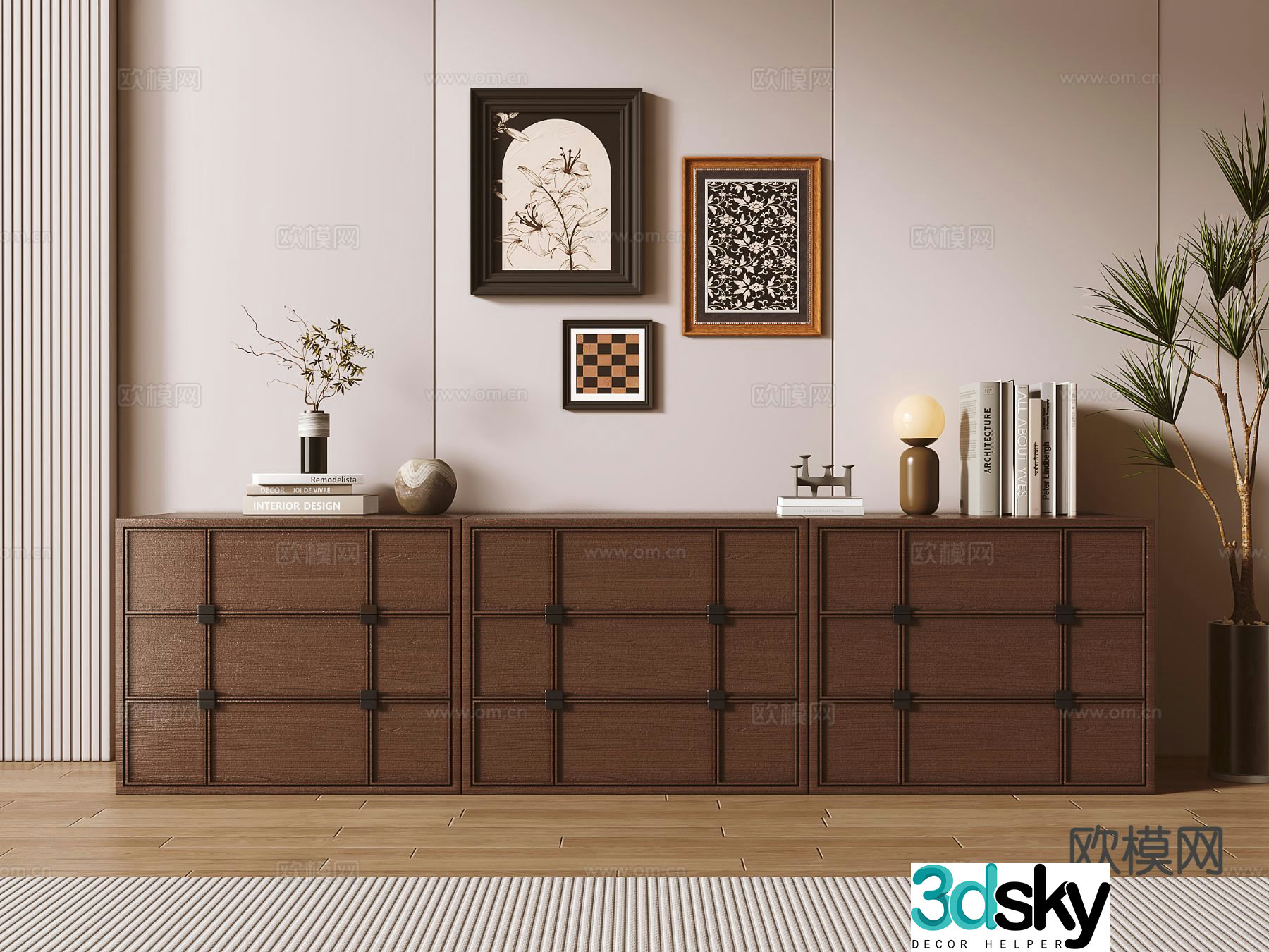 Medieval style solid wood locker 3D model