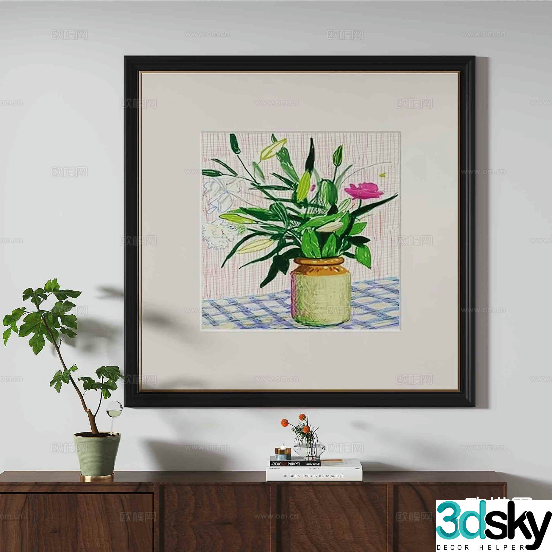 Retro hanging painting art painting decorative painting 3d model