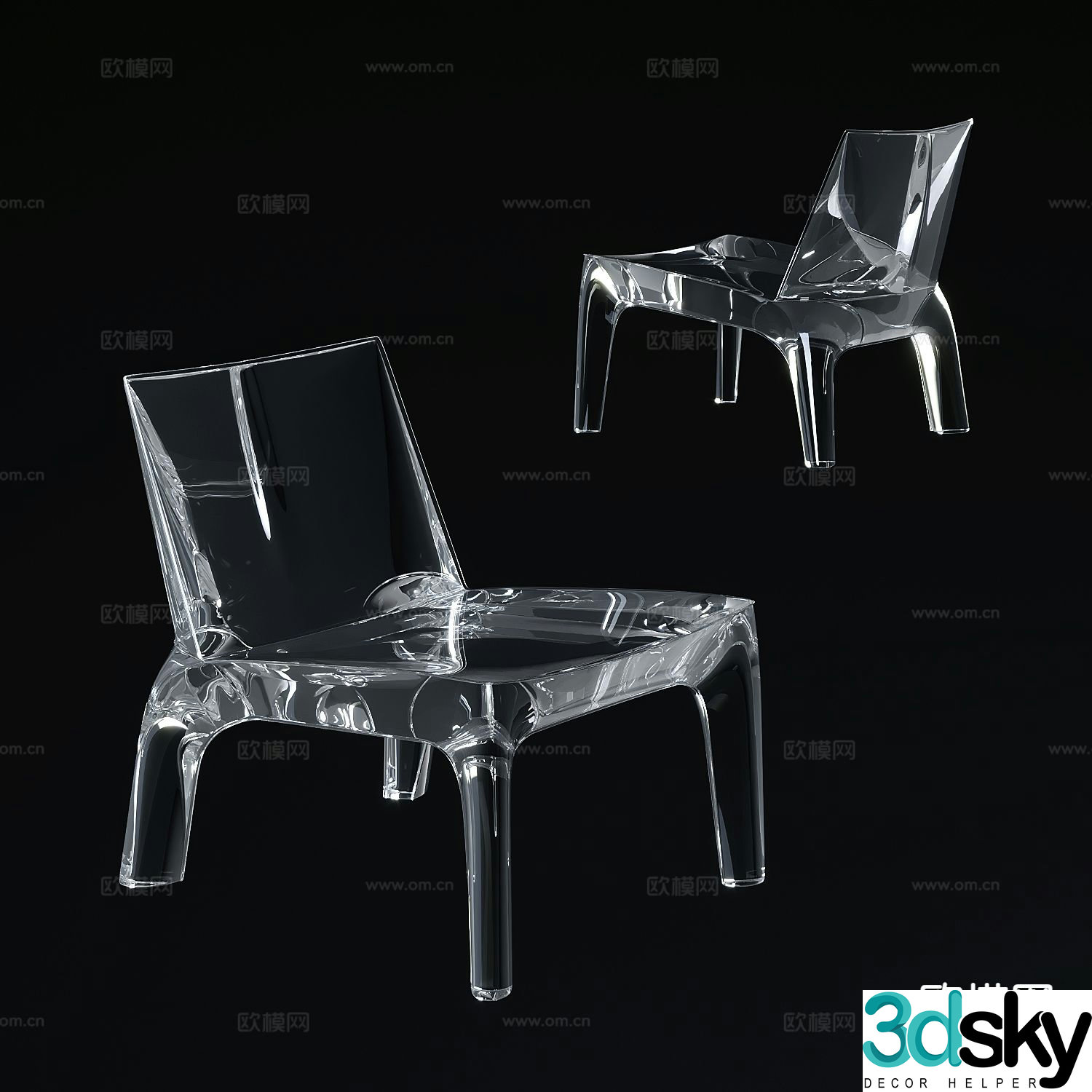 Modern acrylic chair leisure chair 3d model