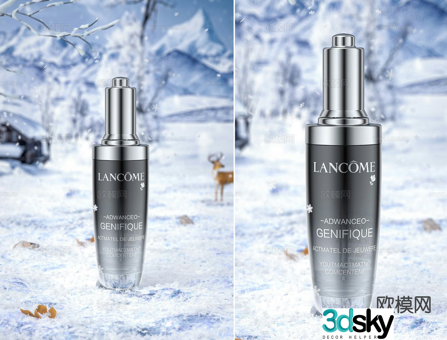 Activated carbon water liquid active nano mineral crystal essence skin care product 3D model