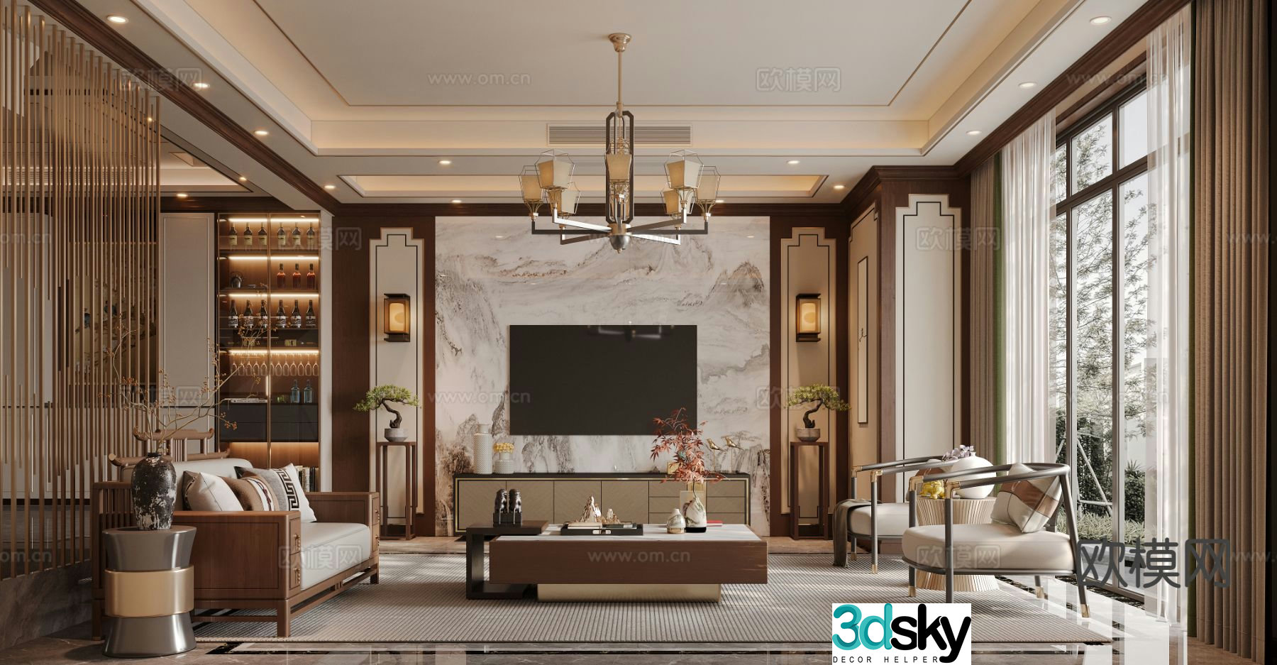 New Chinese style living room 3d model