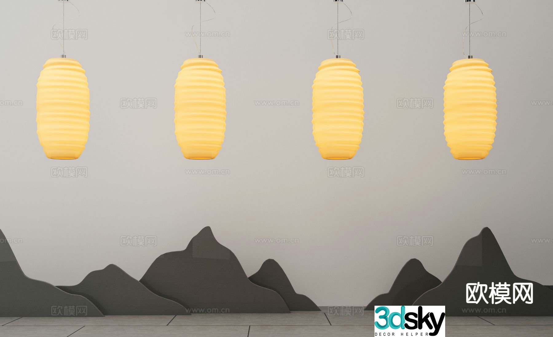 New Chinese style chandelier 3d model