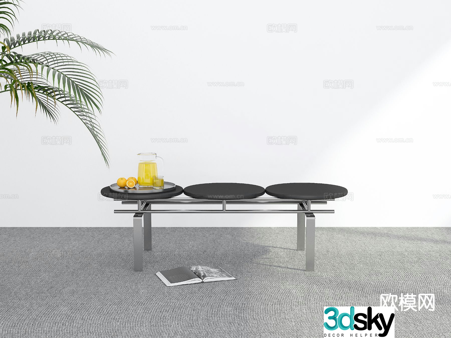 Modern shoe changing bench bench 3d model
