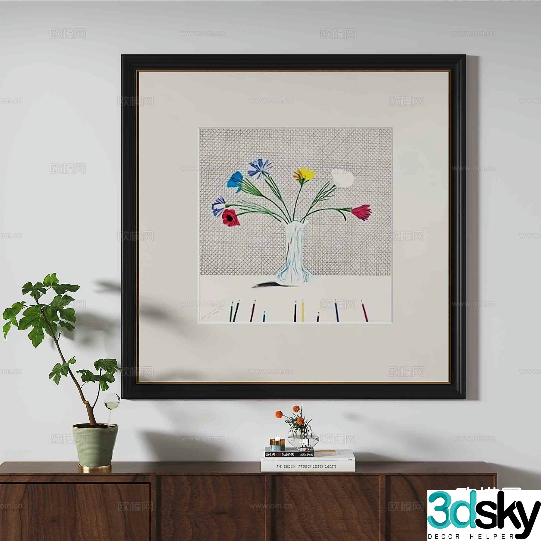 Retro hanging painting art painting decorative painting 3d model