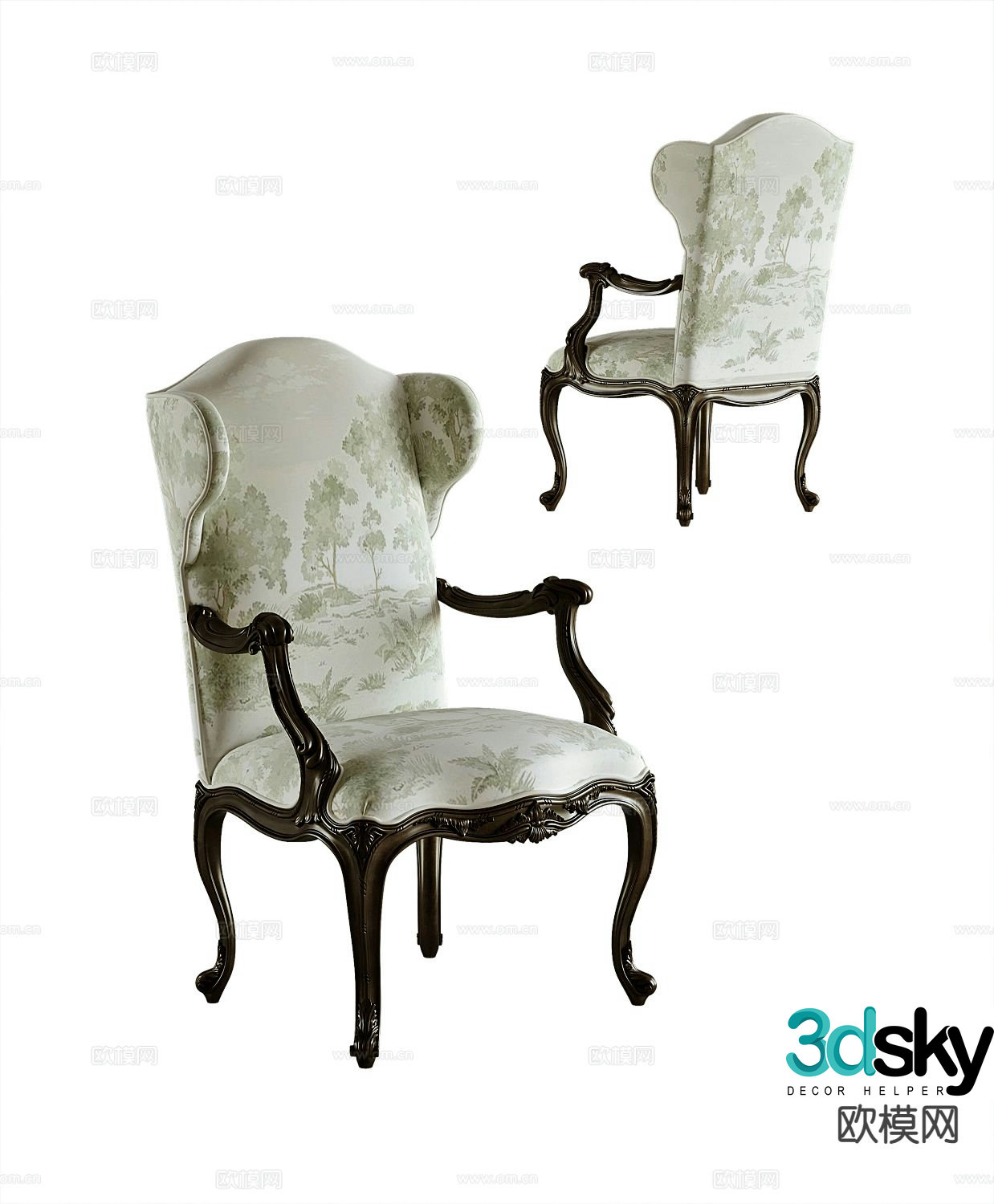 American chair dining chair book chair single chair 3d model