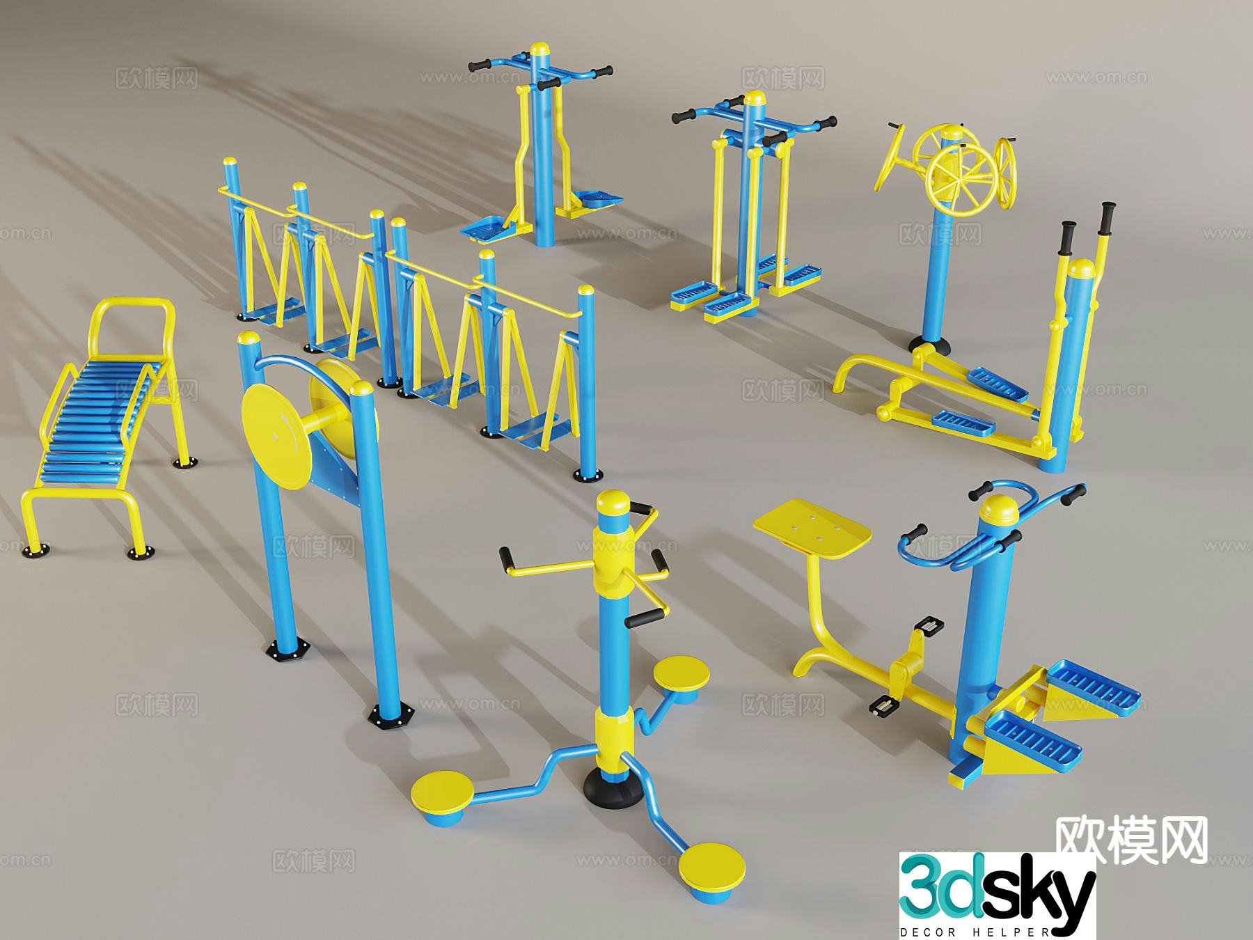 Outdoor fitness equipment square exercise equipment 3d model