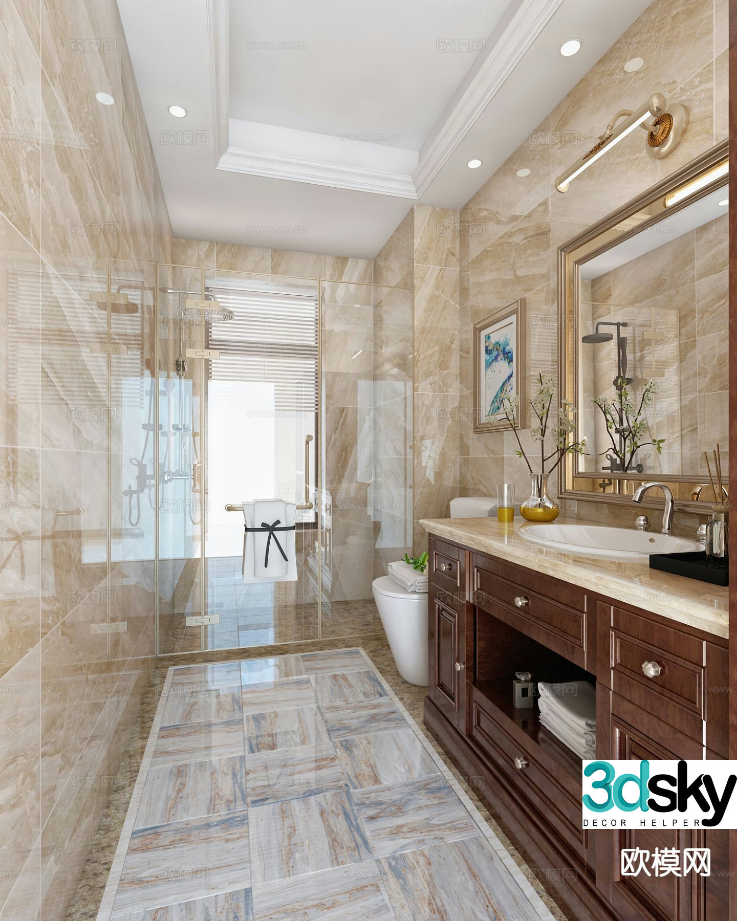 American bathroom bathroom 3d model