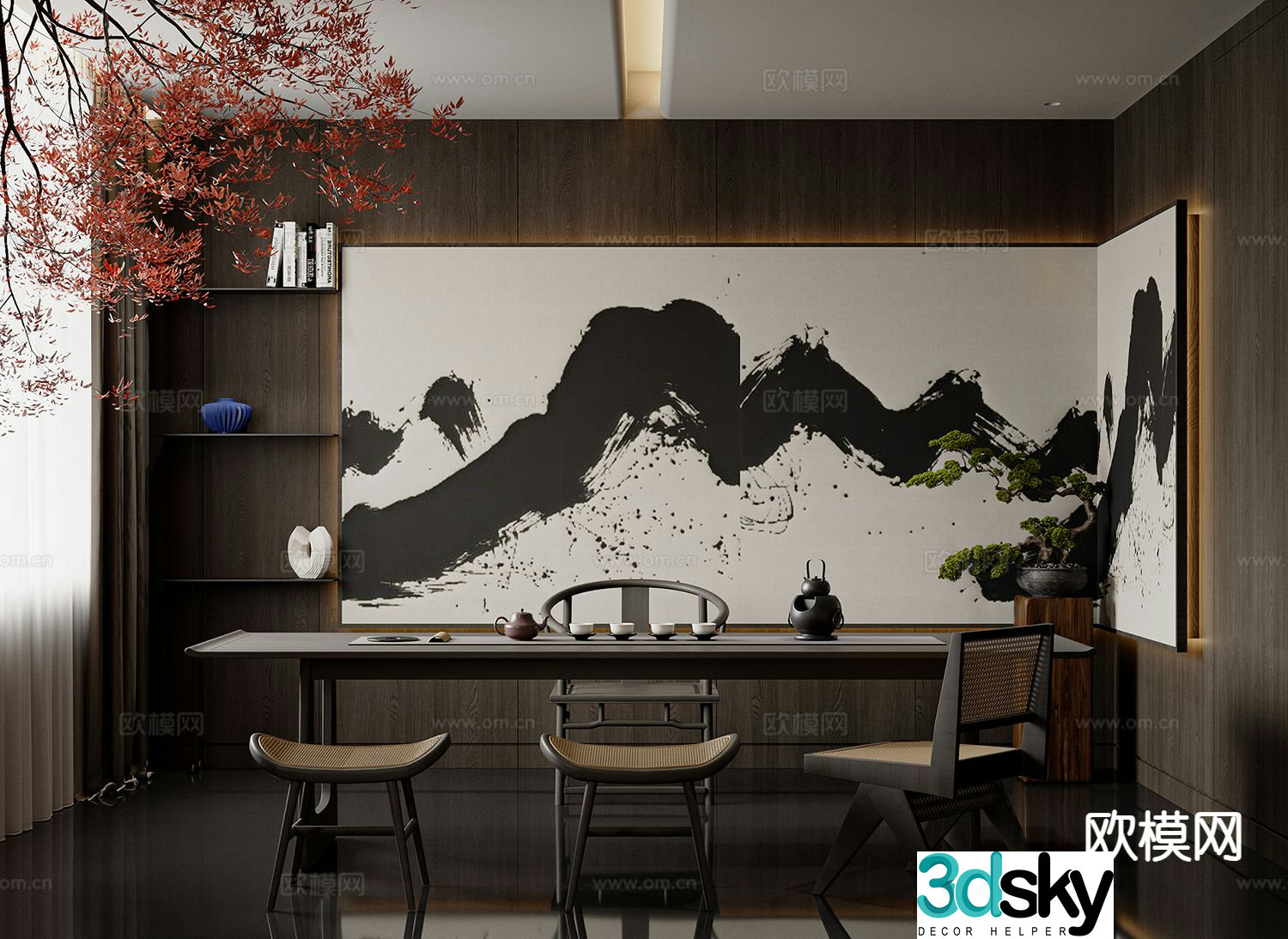 New Chinese tea room 3d model