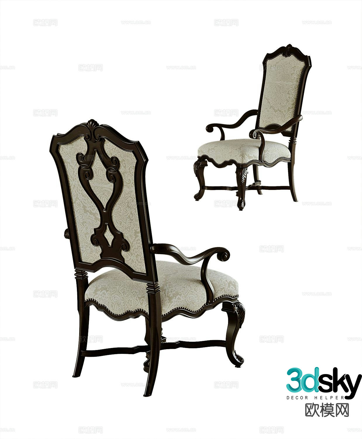 American chair armchair dining chair 3d model
