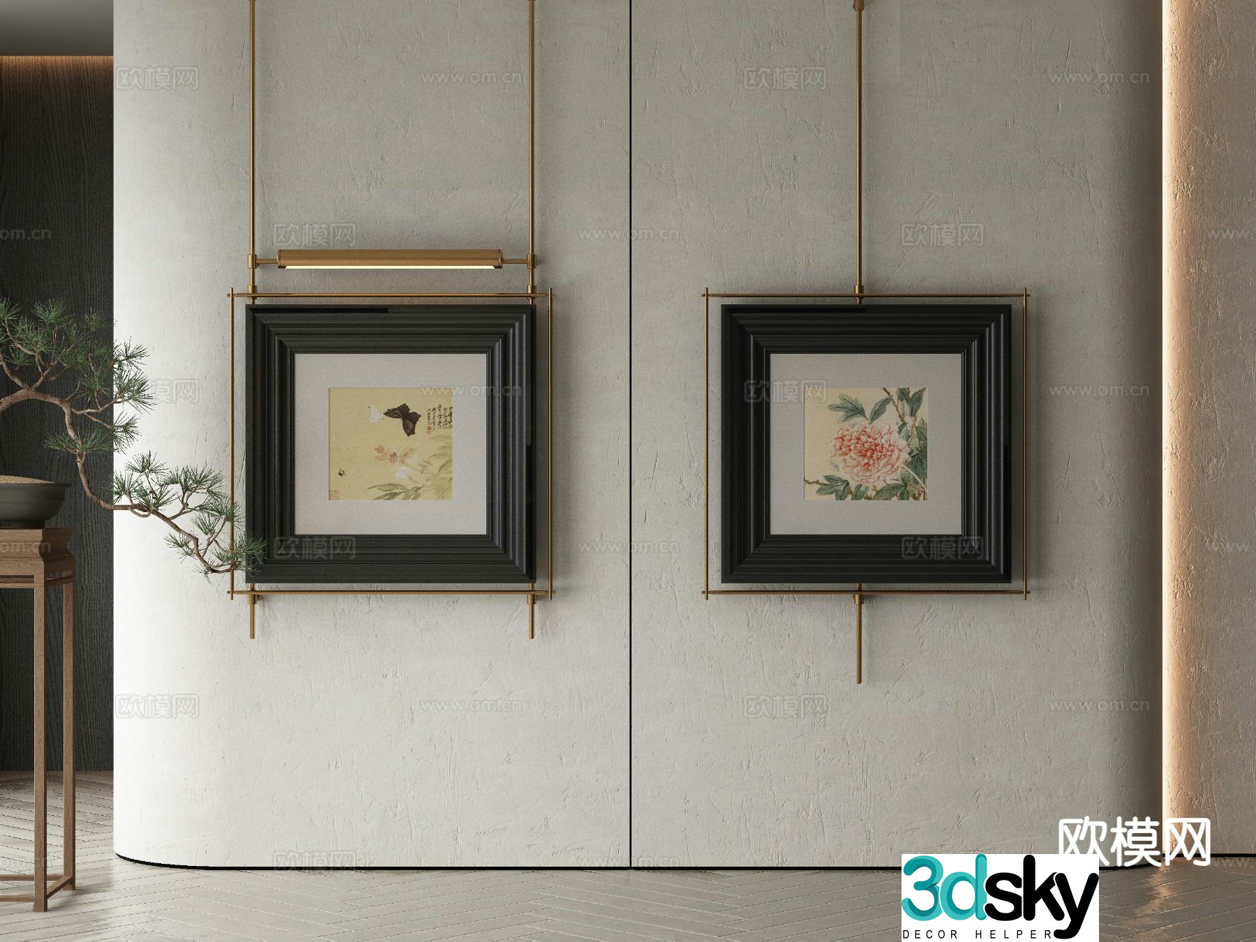 New Chinese style art painting flower painting decorative painting 3d model