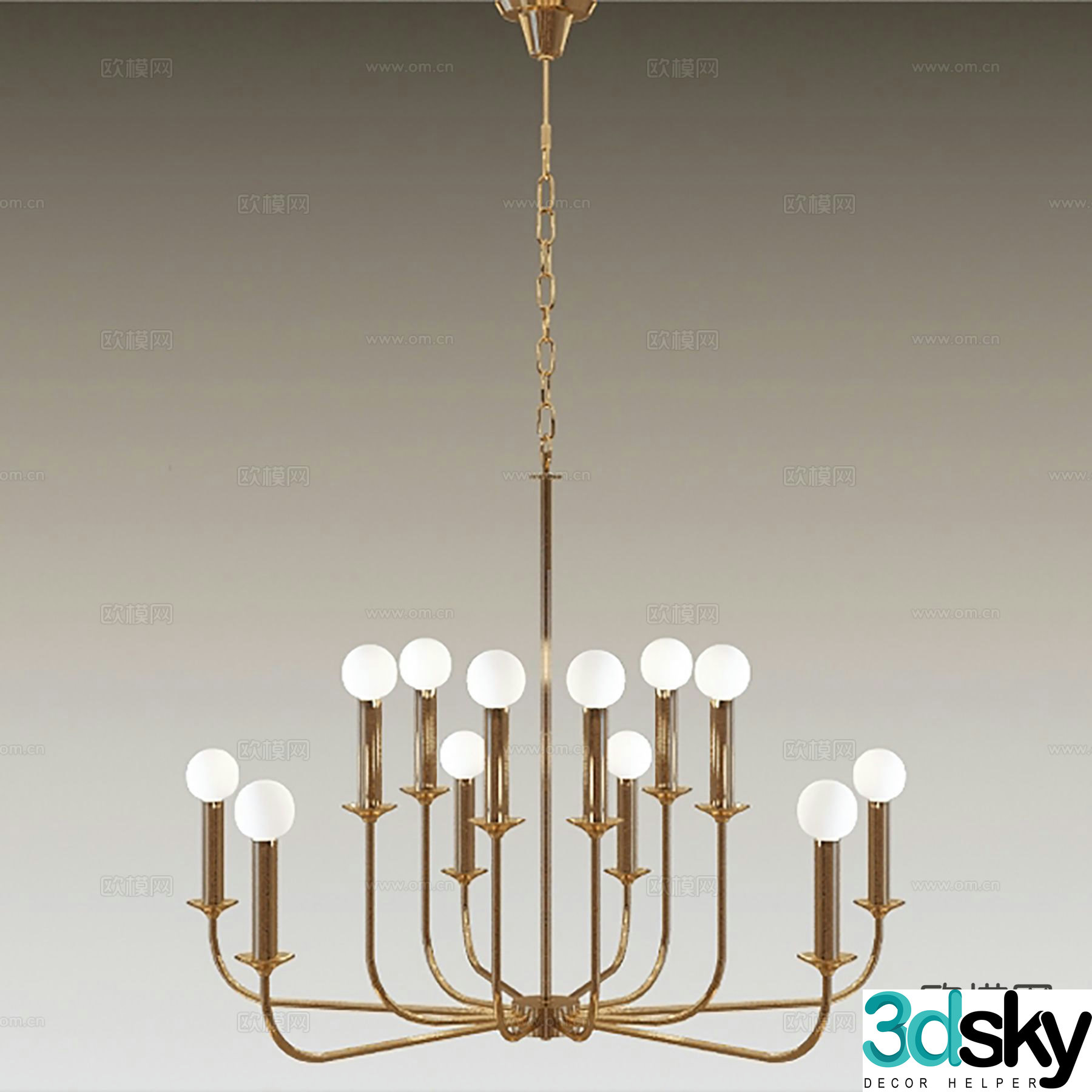 Light luxury chandelier candlestick chandelier 3d model