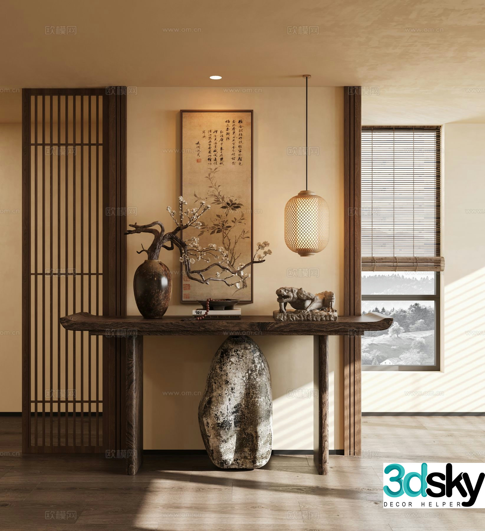 New Chinese style entrance desk 3D model