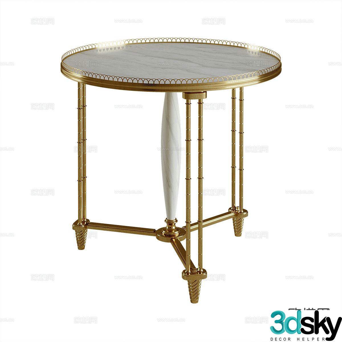 American corner table round table side table 3D model