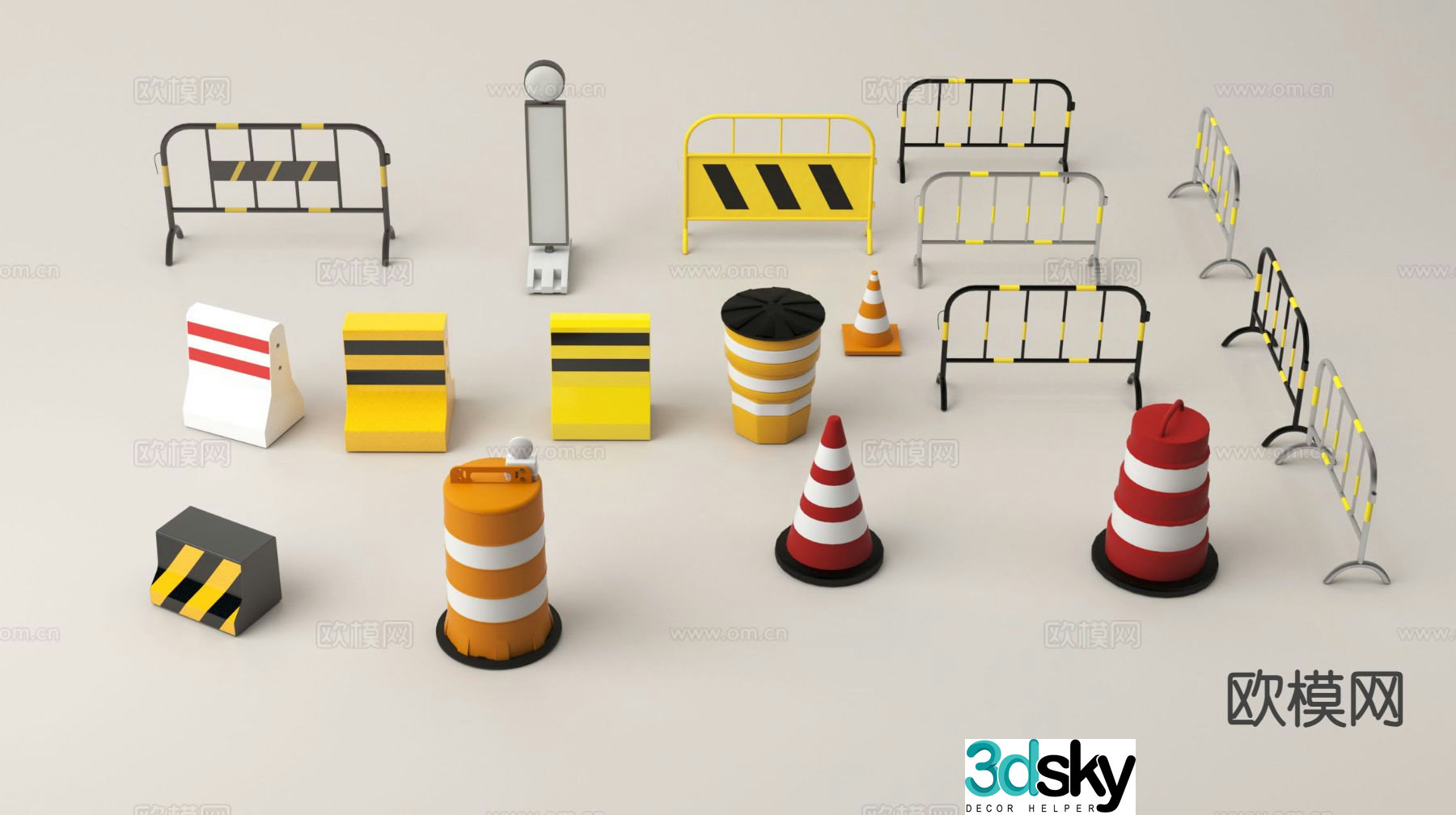 Roadblock, Road Sign, Traffic Cone, Isolation Belt, Isolation Fence, Traffic Facility 3D Model