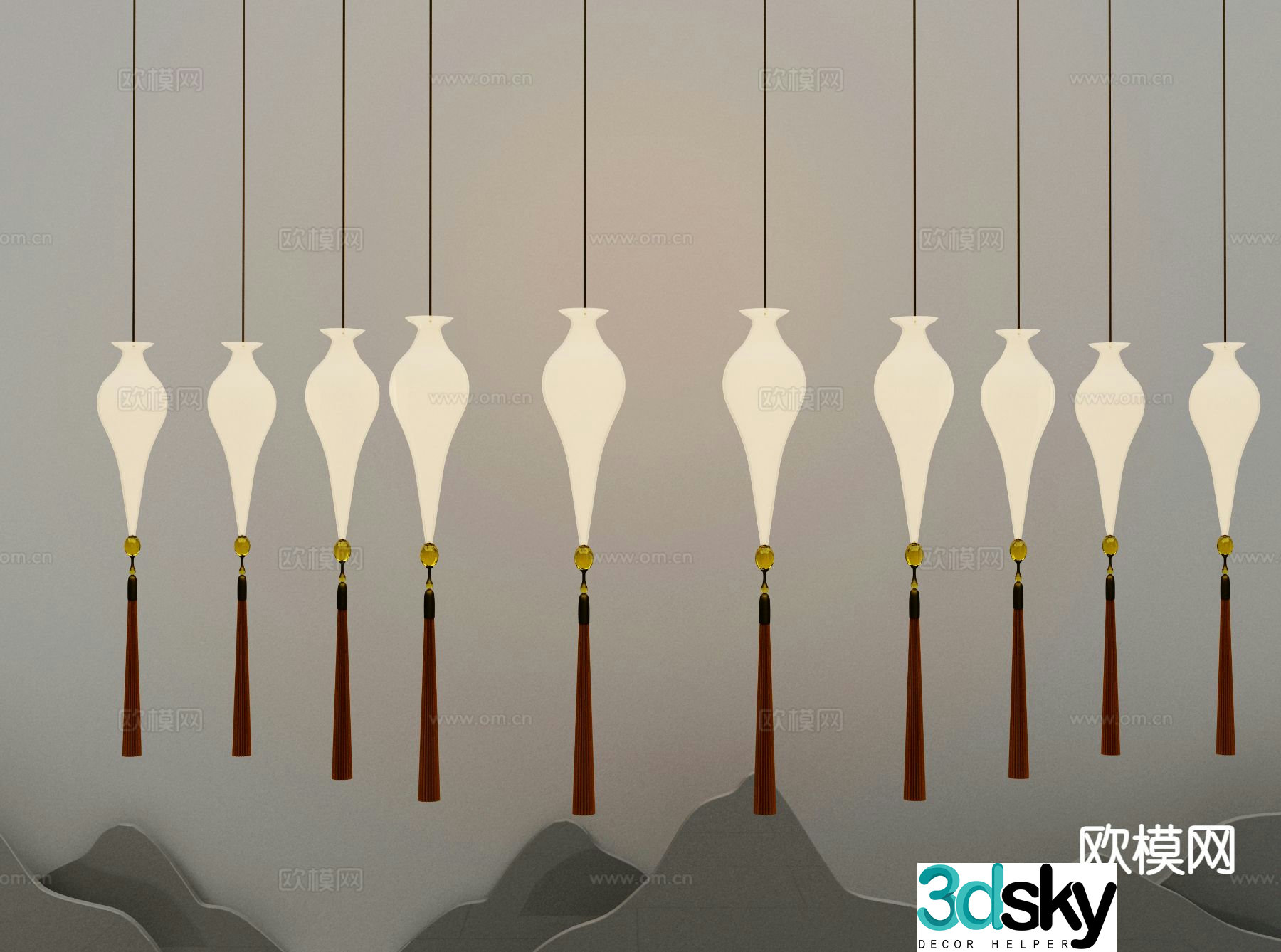 New Chinese style chandelier 3d model