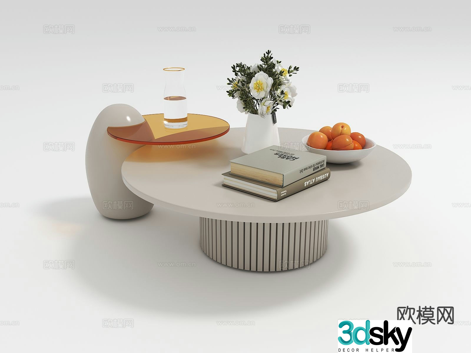 Modern double coffee table 3d model